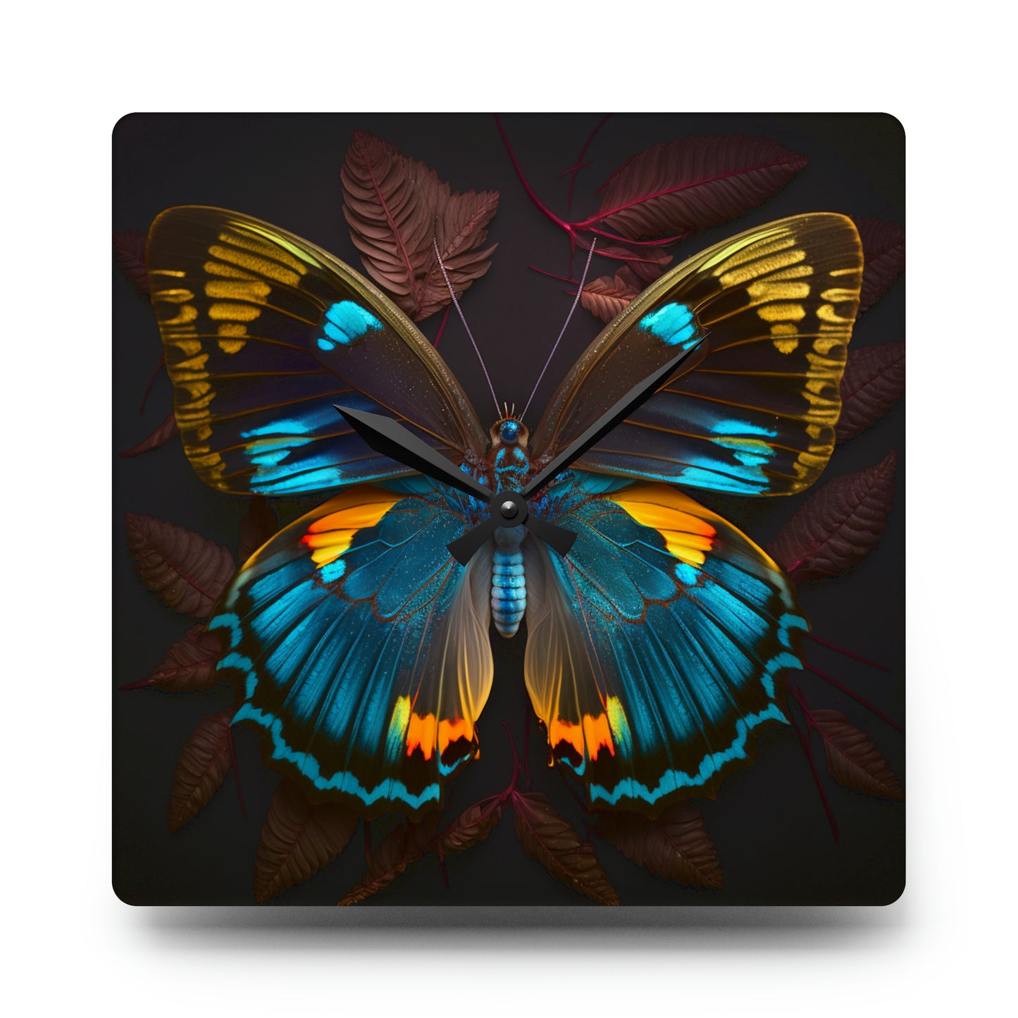 Acrylic Wall Clock Neon Butterfly Flair 1