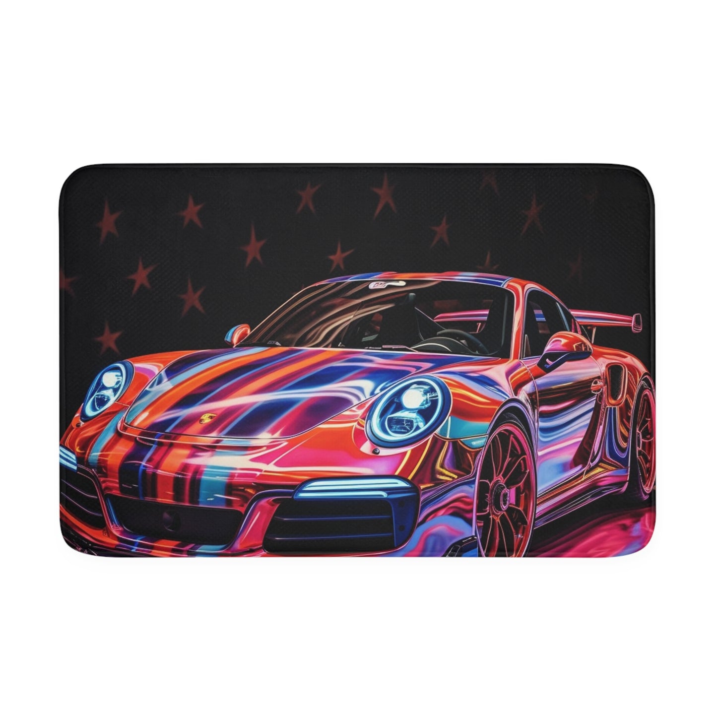 Memory Foam Bath Mat American Flag Colored Porsche 2