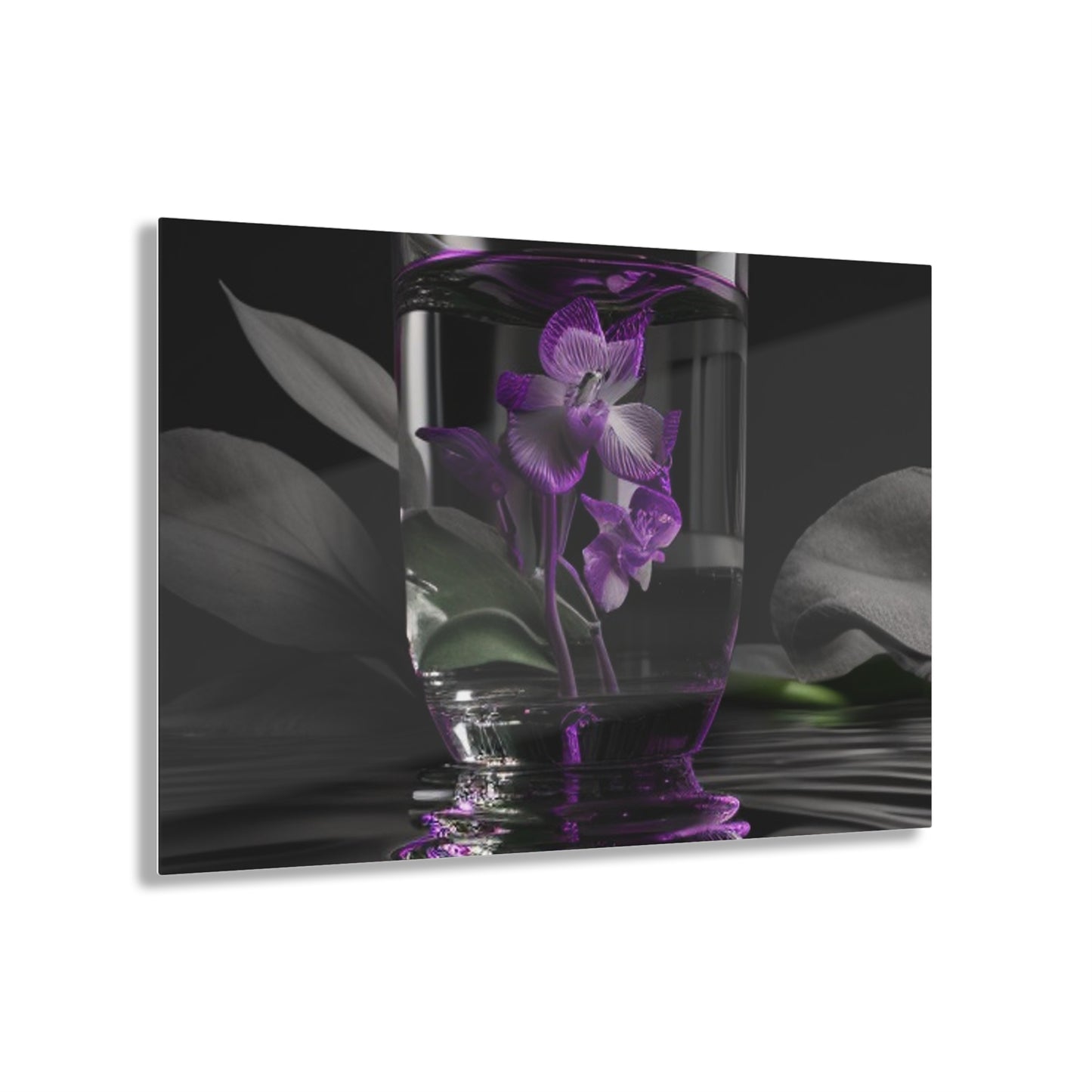 Acrylic Prints Purple Orchid Glass vase 1