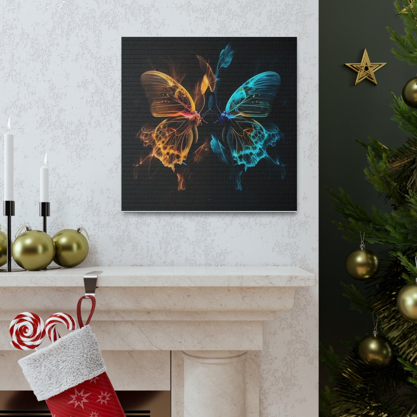 Canvas Gallery Wraps Kiss Neon Butterfly 2