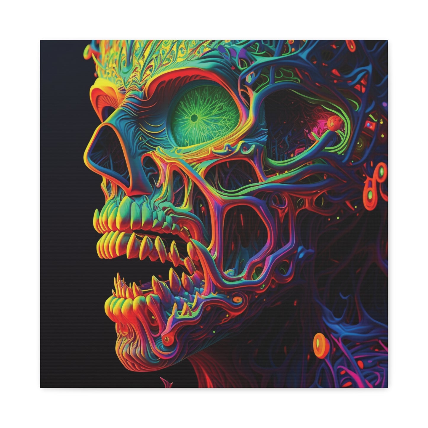 Canvas Gallery Wraps Florescent Skull Death 1