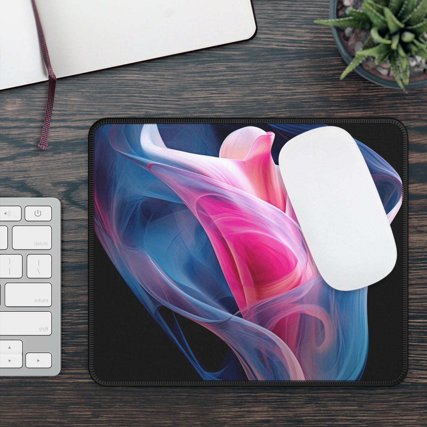 Gaming Mouse Pad  Pink & Blue Tulip Rose 3