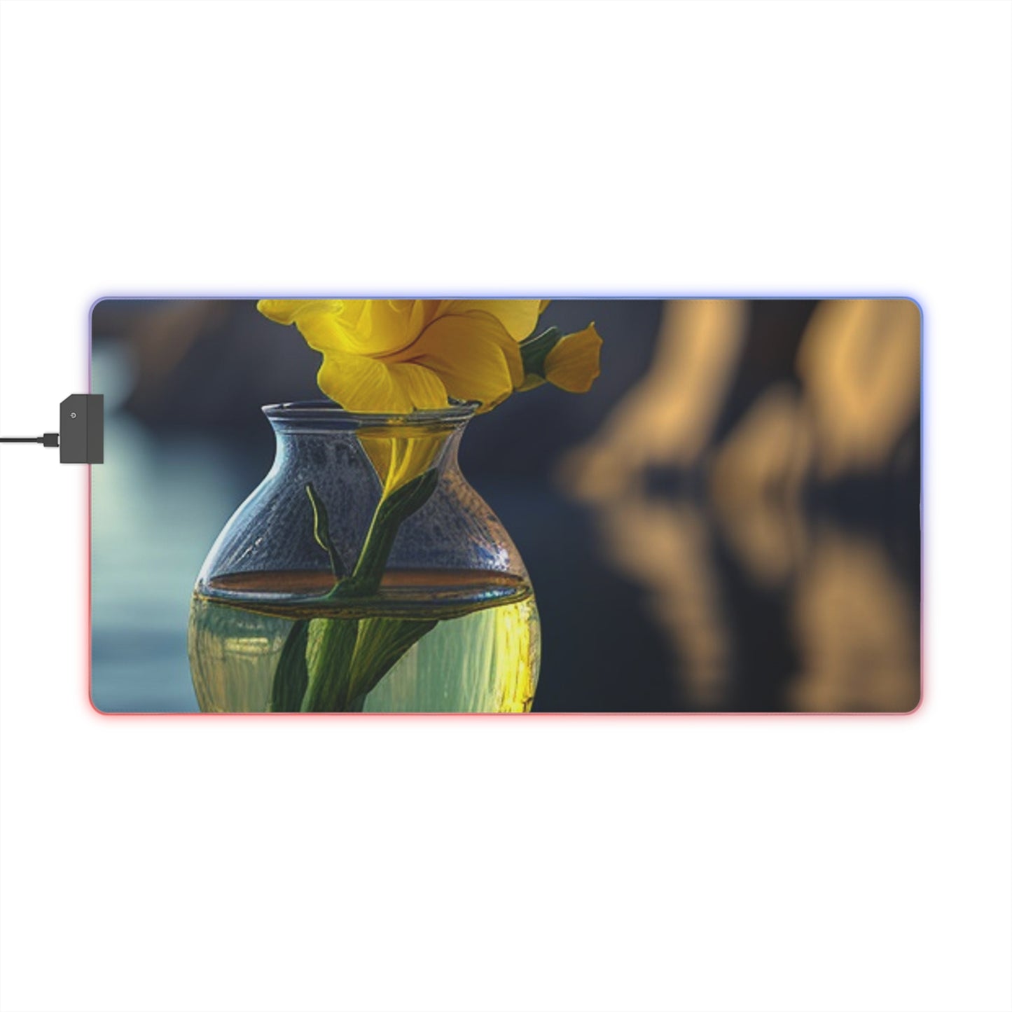 LED Gaming Mouse Pad Yellow Gladiolus glass 3