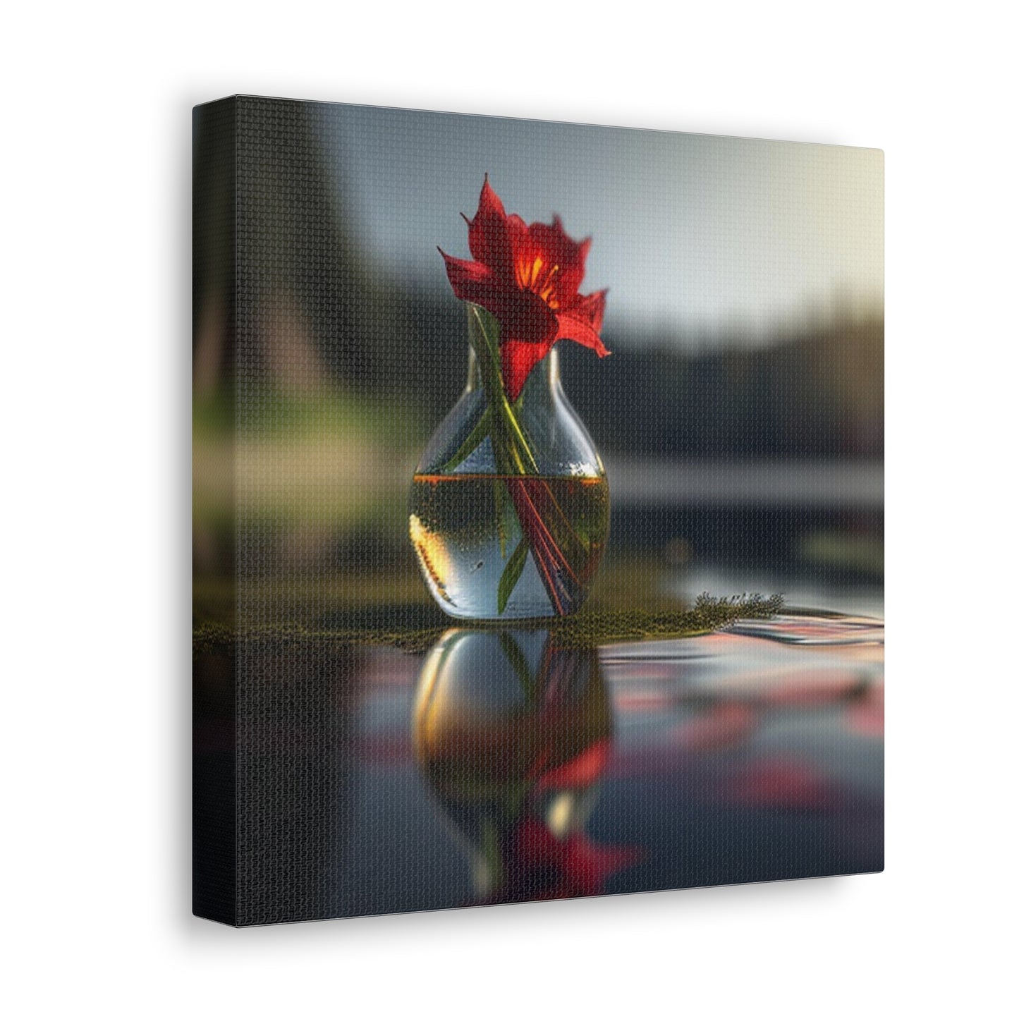 Canvas Gallery Wraps Red Lily in a Glass vase 3