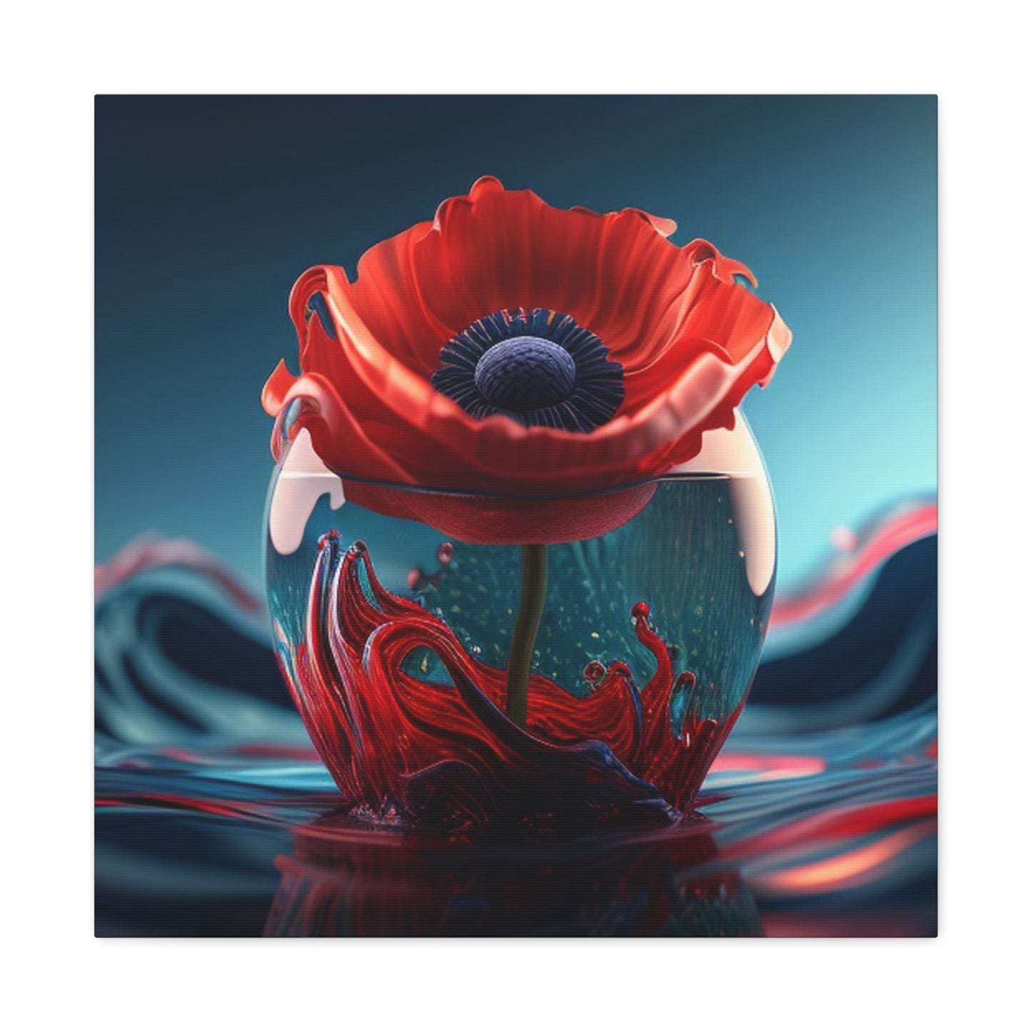 Canvas Gallery Wraps Red Anemone in a Vase 2