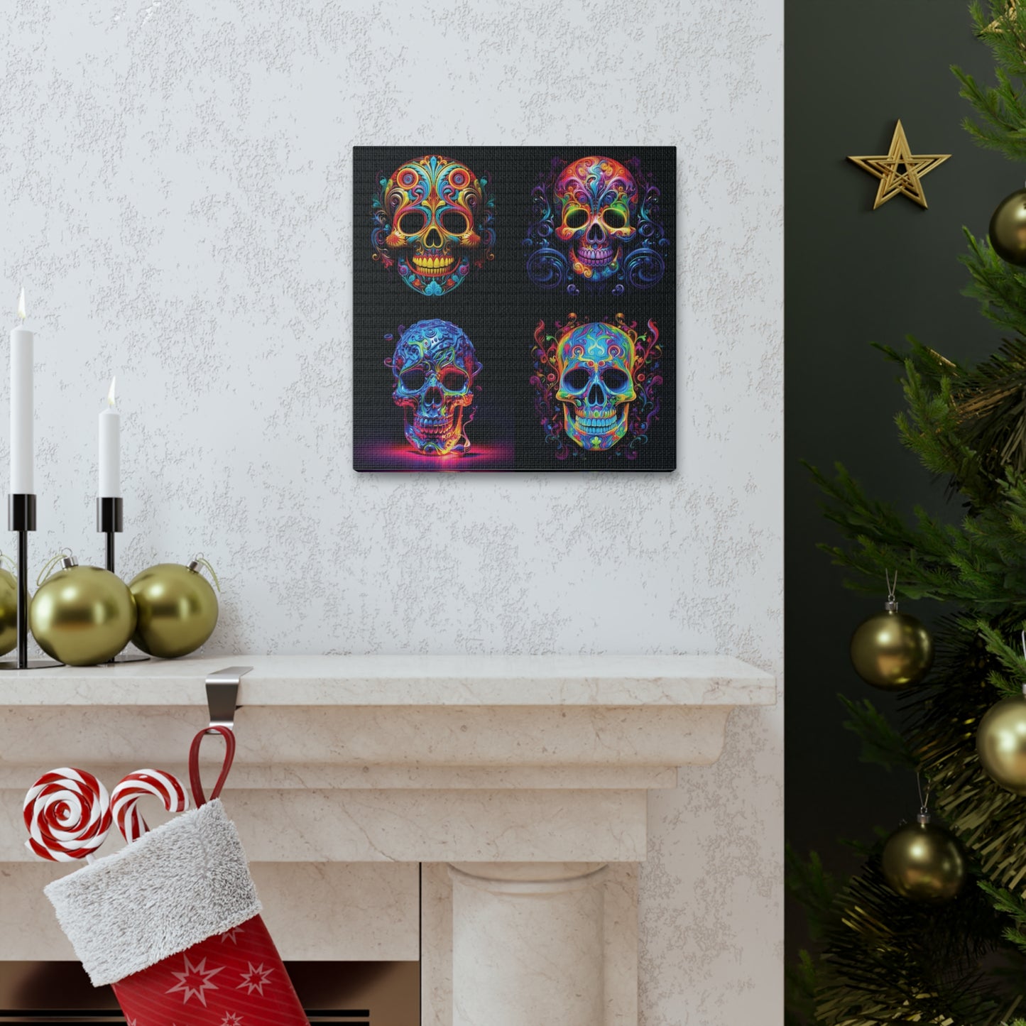 Canvas Gallery Wraps Macro Skull Color 5