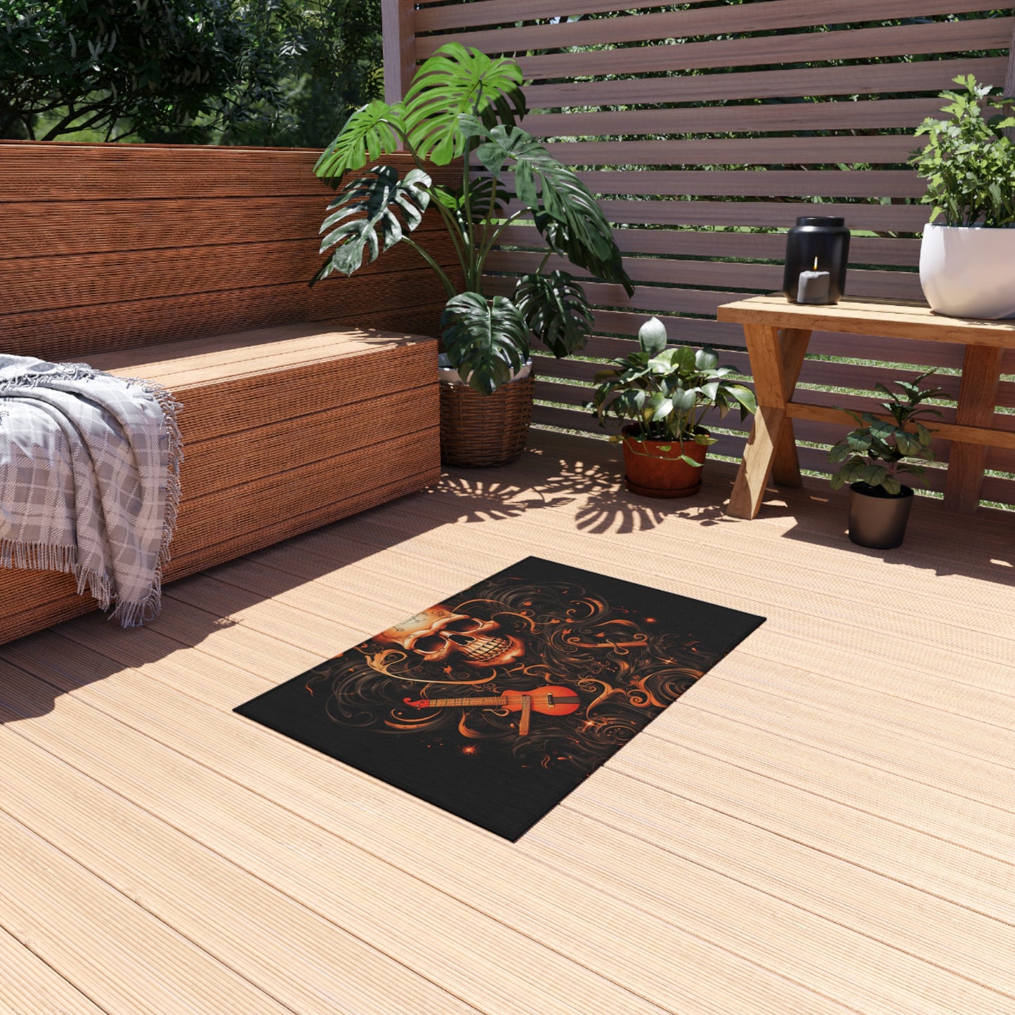 Outdoor Rug  Skull Treble Clef 4