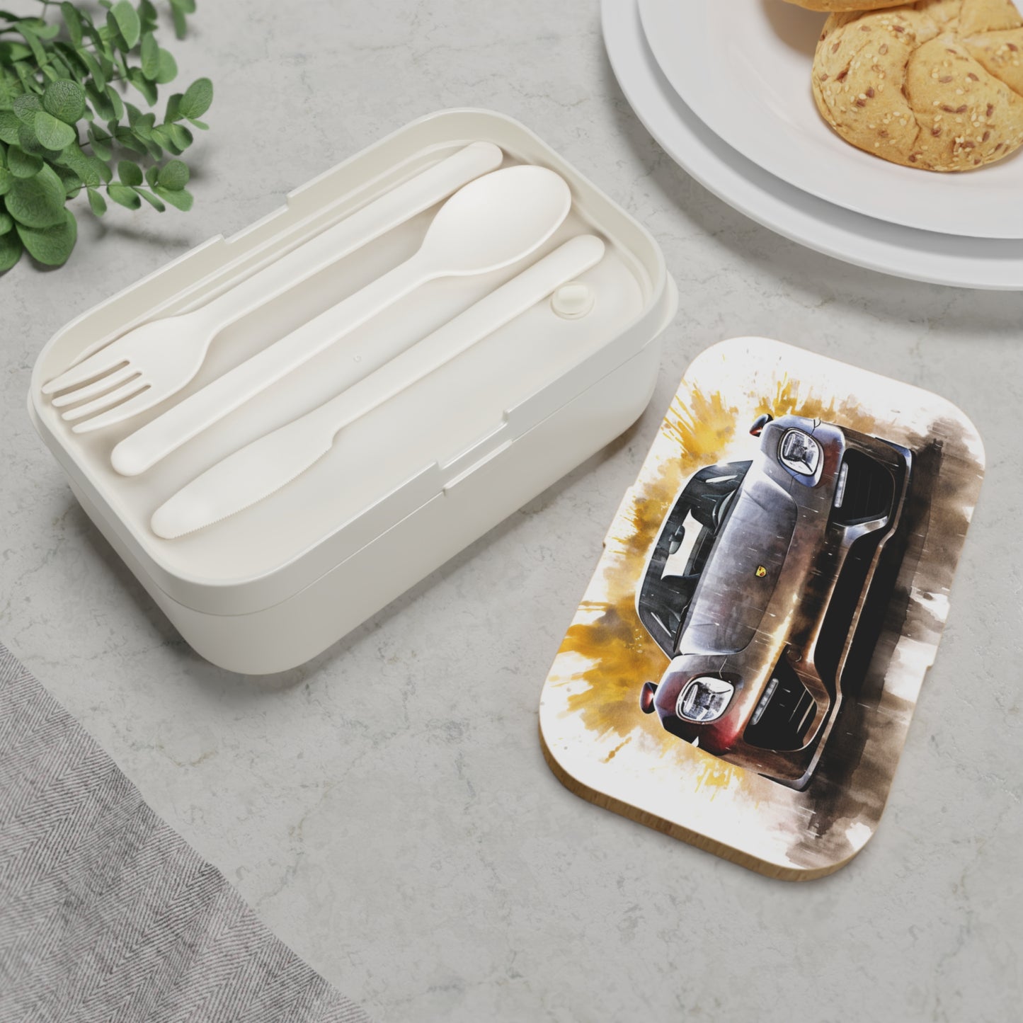 Bento Lunch Box 918 Spyder white background driving fast with water splashing 1