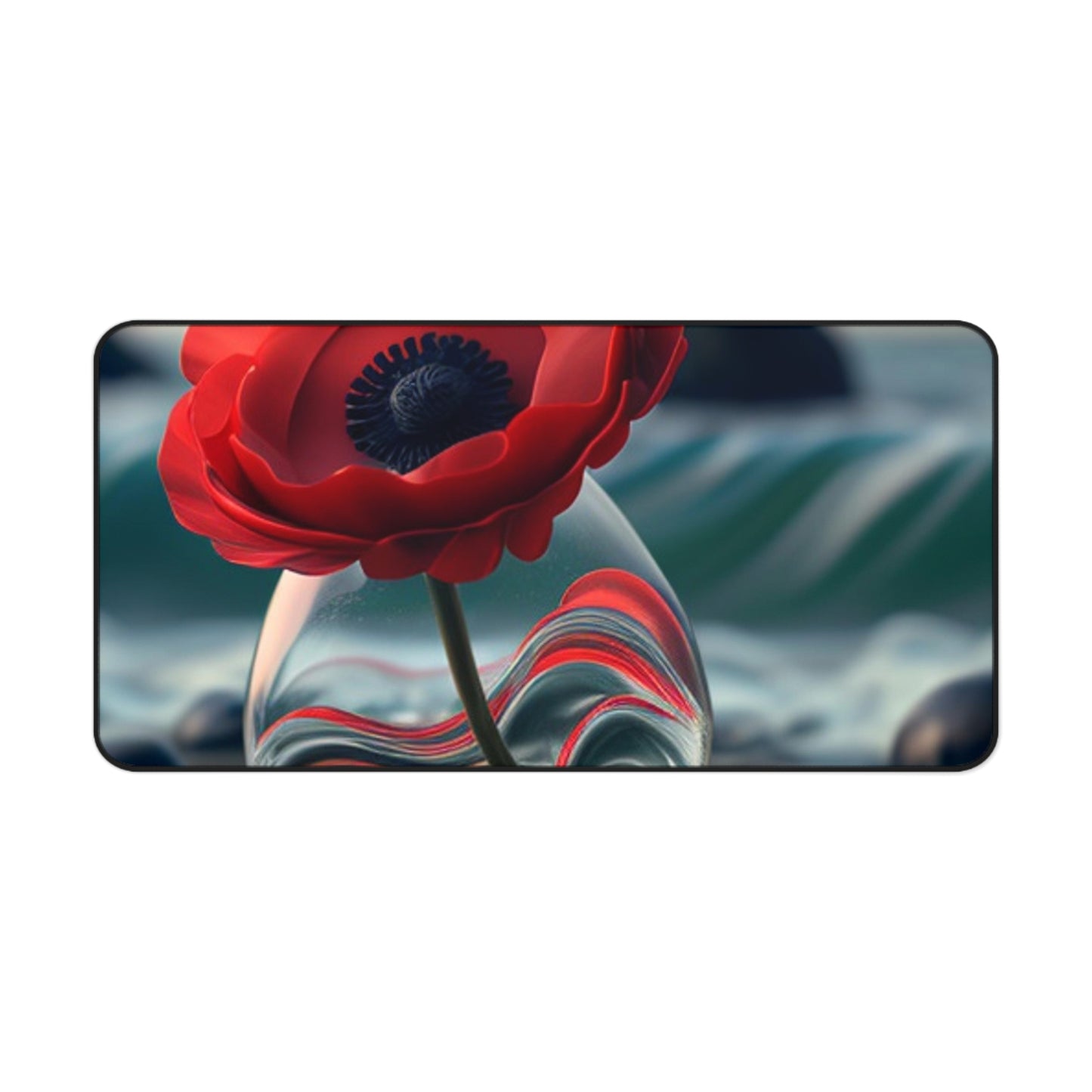 Desk Mat Red Anemone in a Vase 1