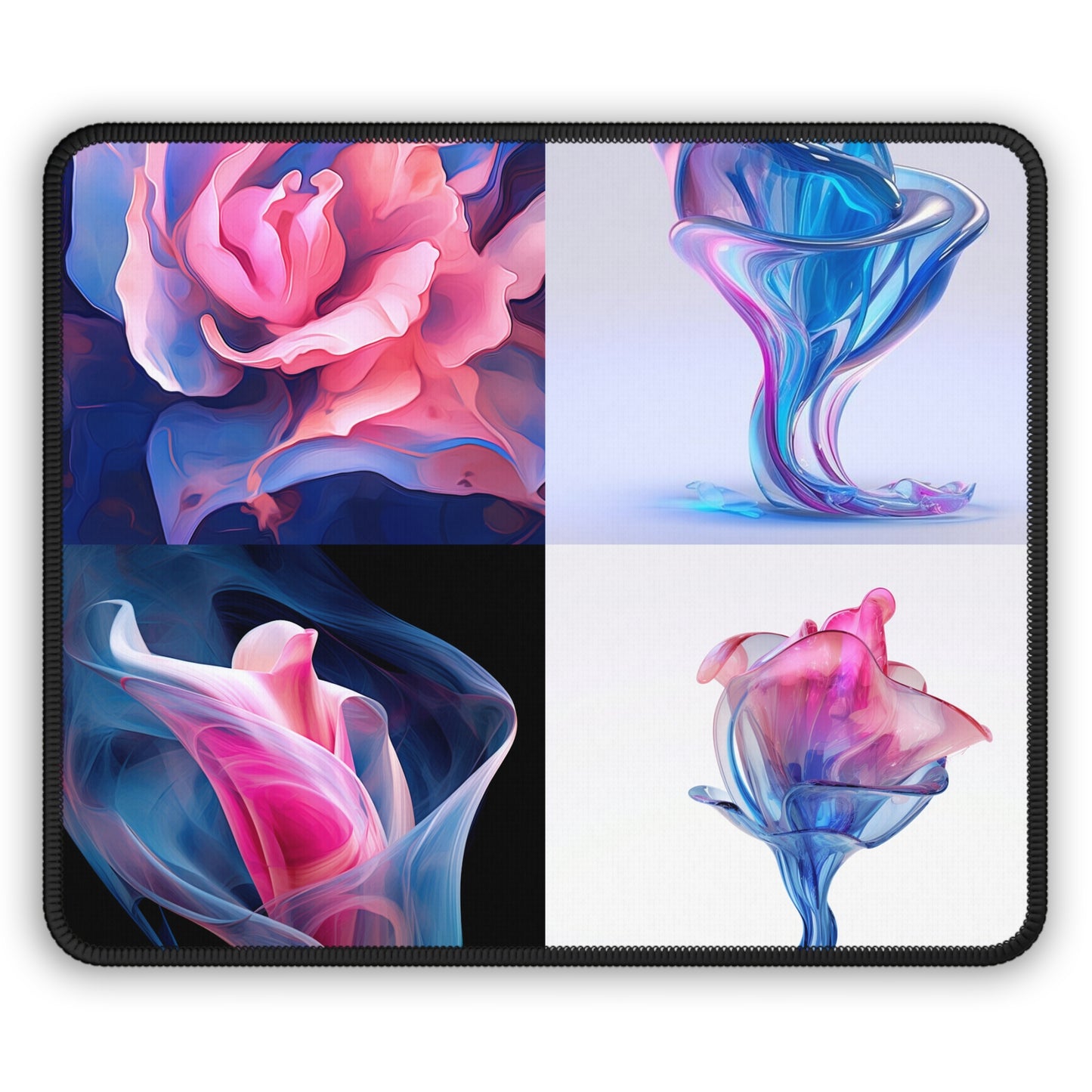 Gaming Mouse Pad  Pink & Blue Tulip Rose 5