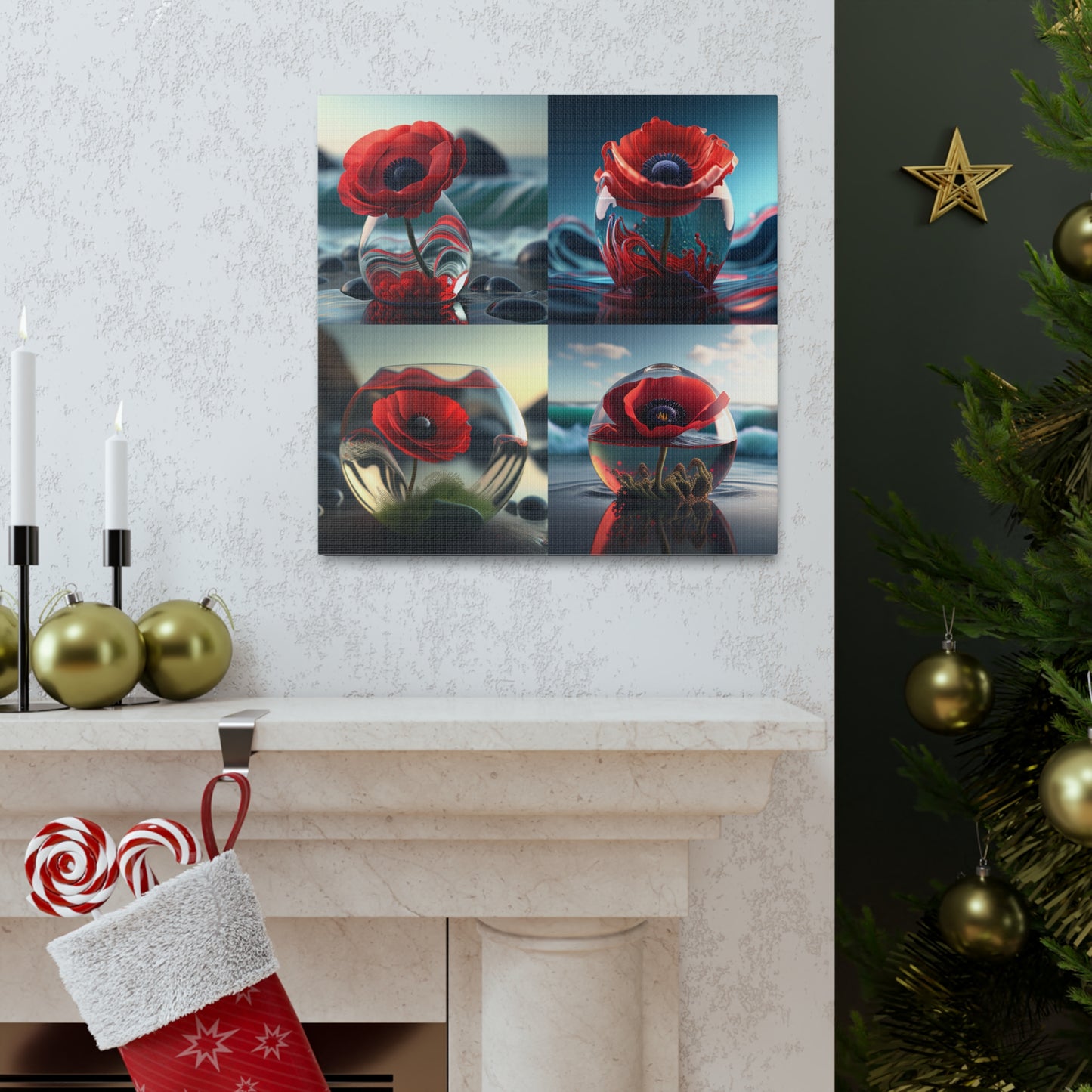 Canvas Gallery Wraps Red Anemone in a Vase 5