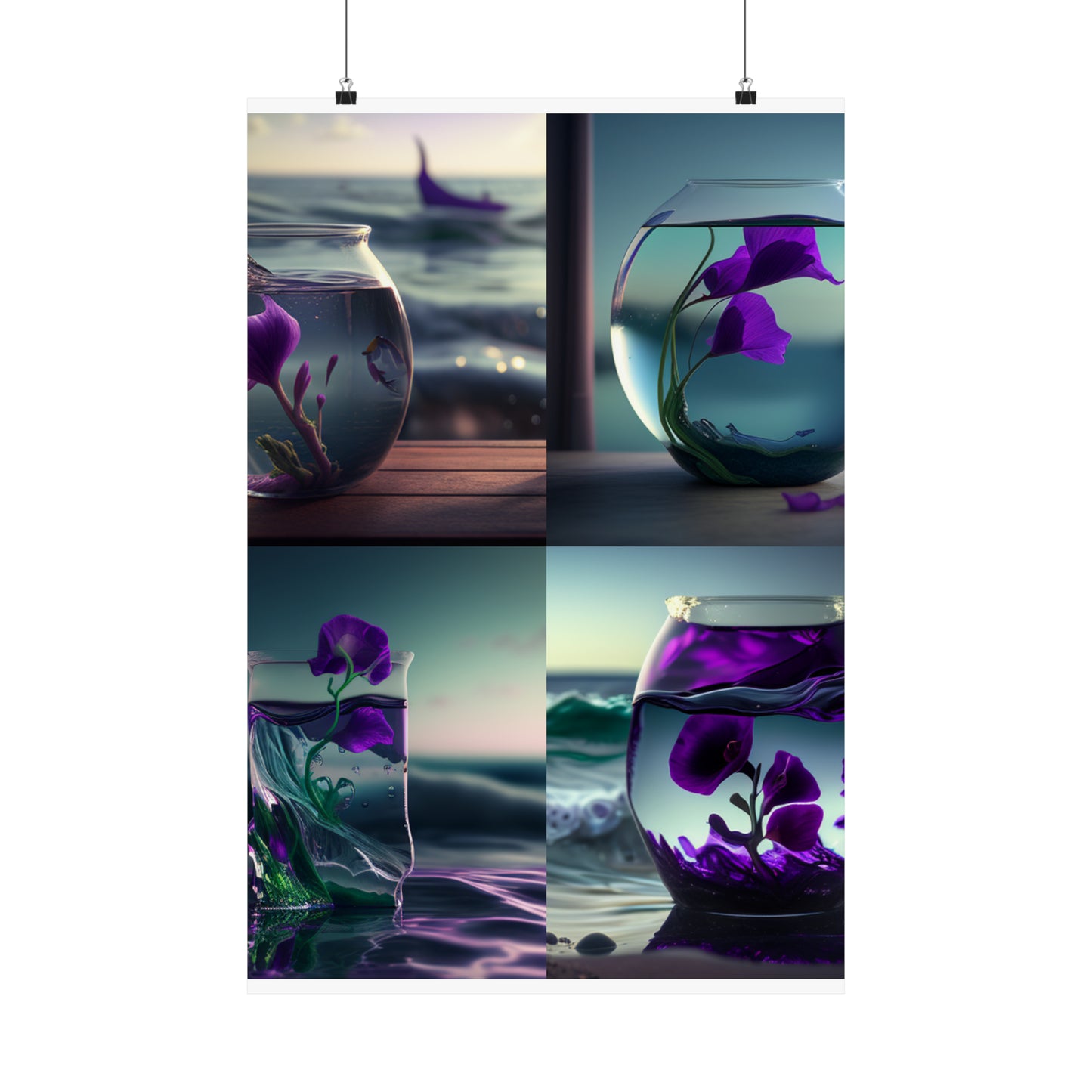 Premium Matte Vertical Posters Purple Sweet pea in a vase 5