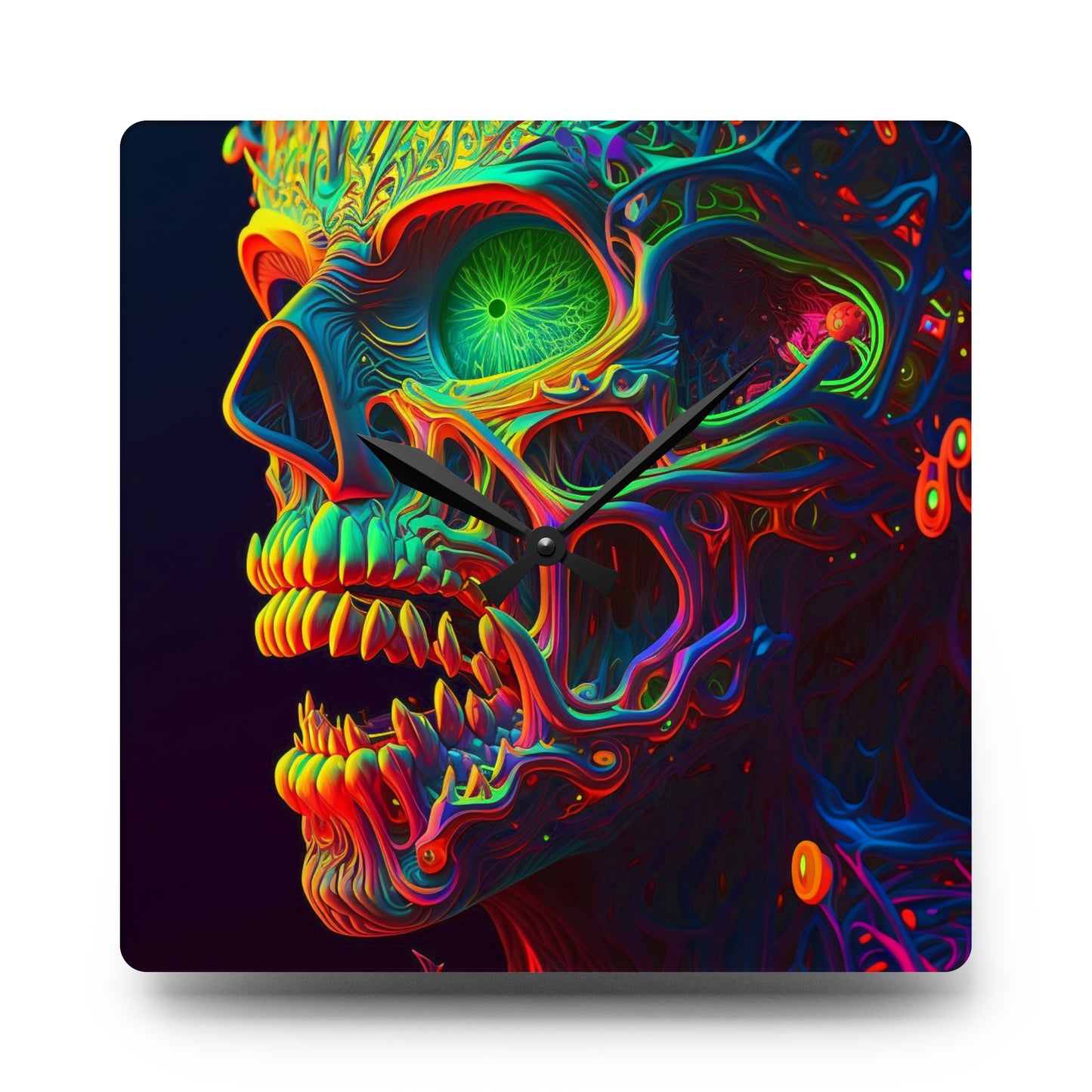 Acrylic Wall Clock Florescent Skull Death 1