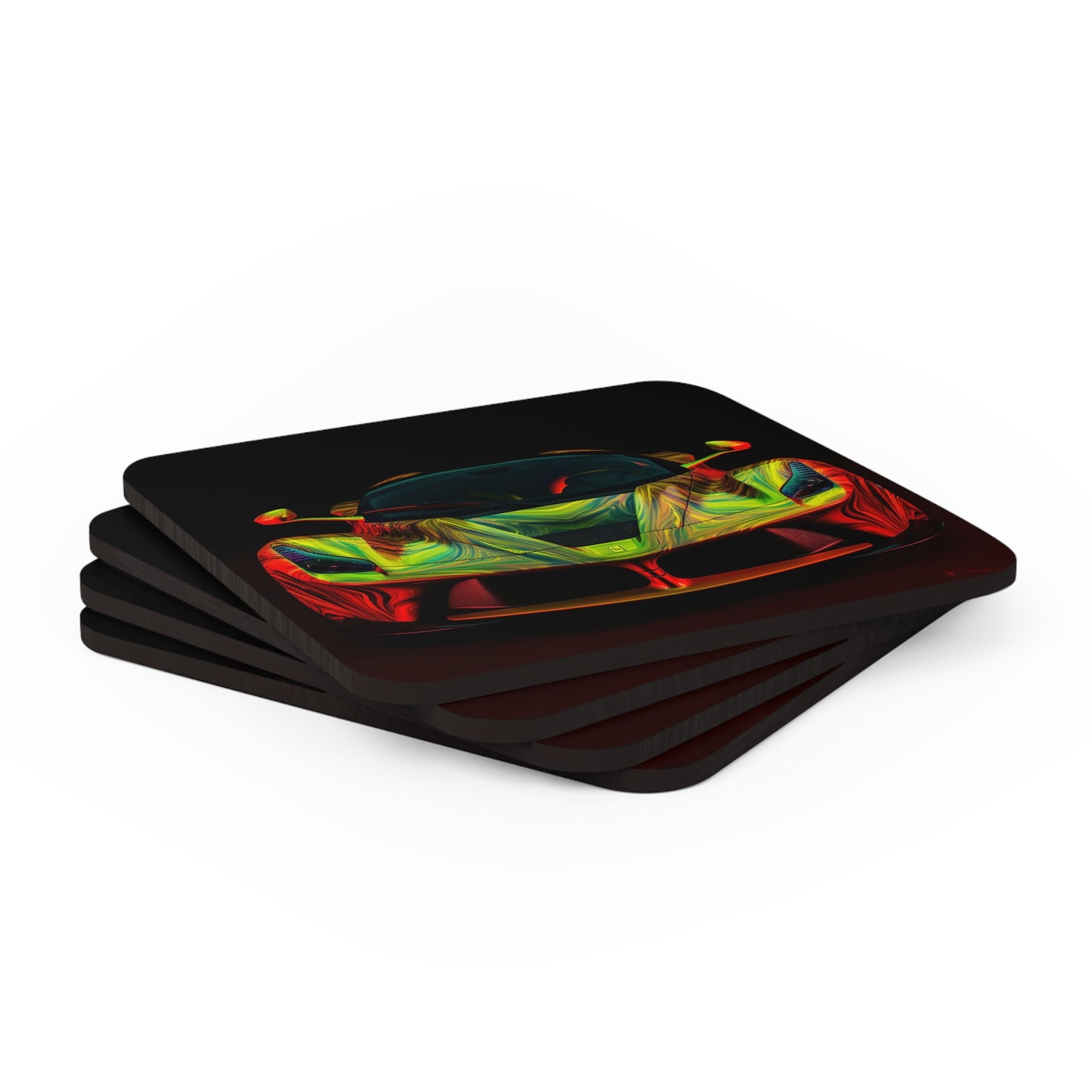 Corkwood Coaster Set Ferrari Neon 1