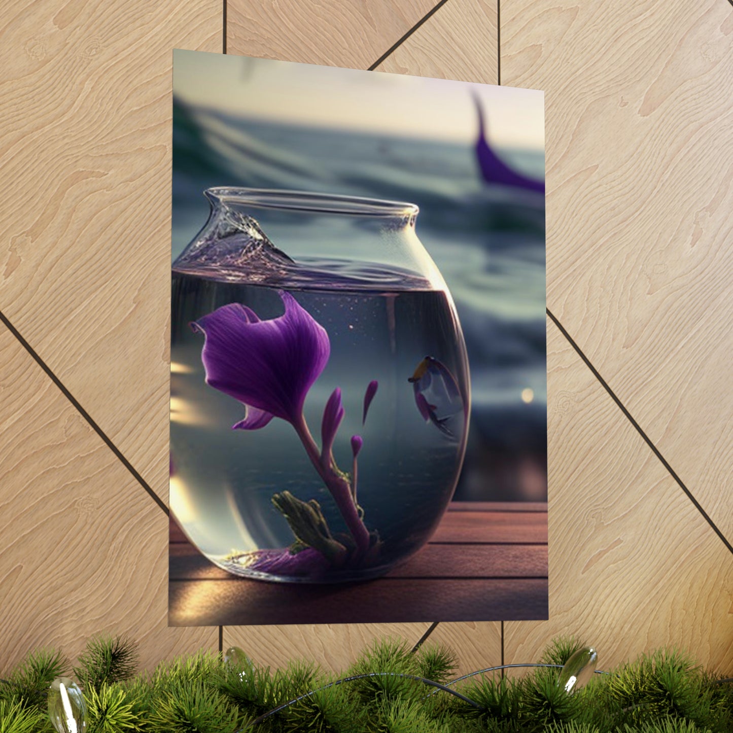 Premium Matte Vertical Posters Purple Sweet pea in a vase 1