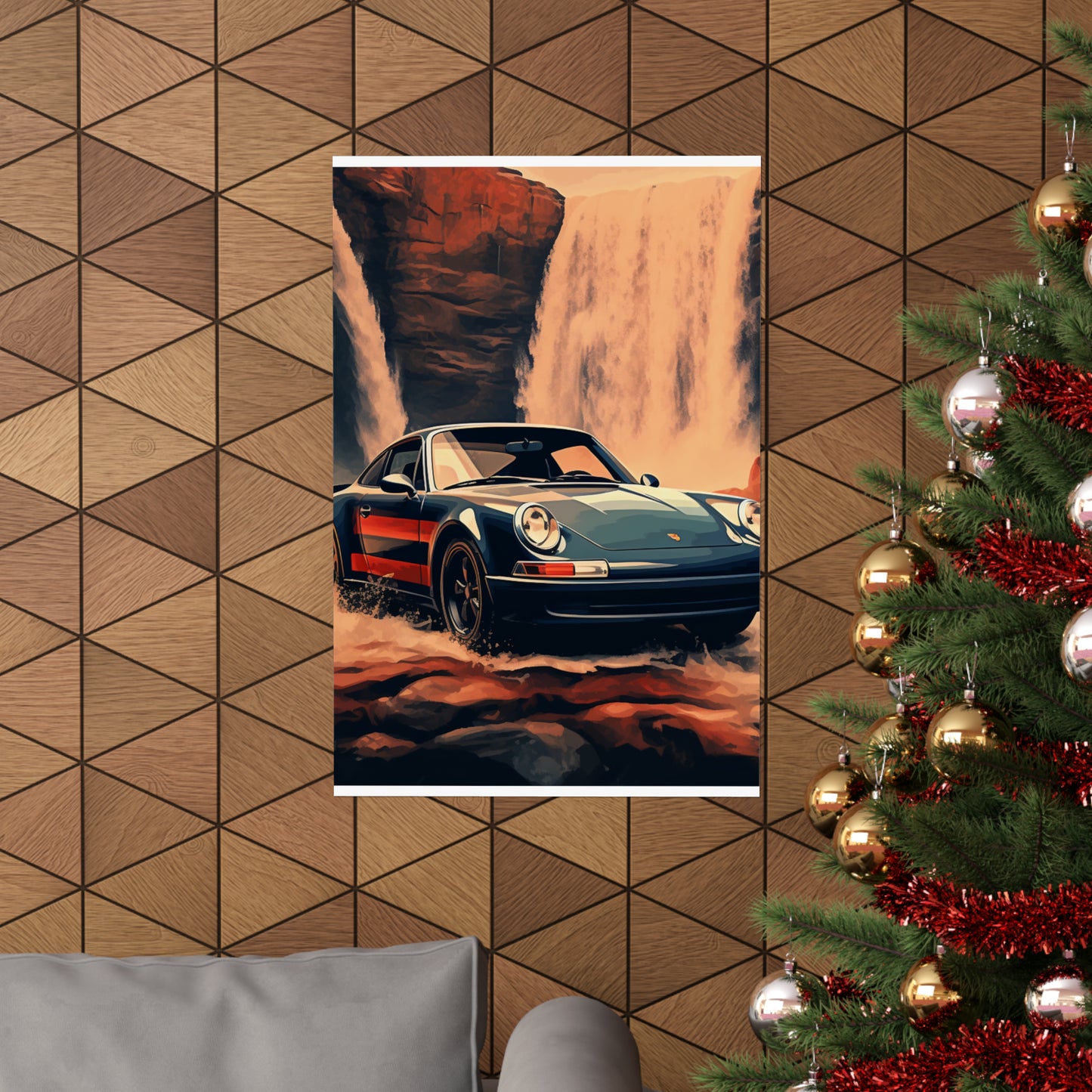 Premium Matte Vertical Posters American Flag Porsche Abstract 3