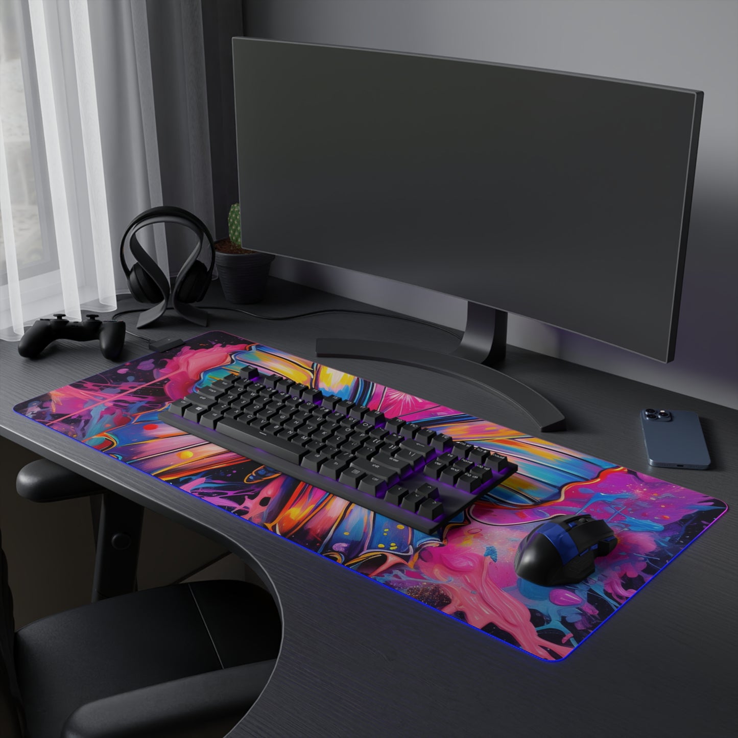 LED Gaming Mouse Pad Pink Butterfly Flair 3