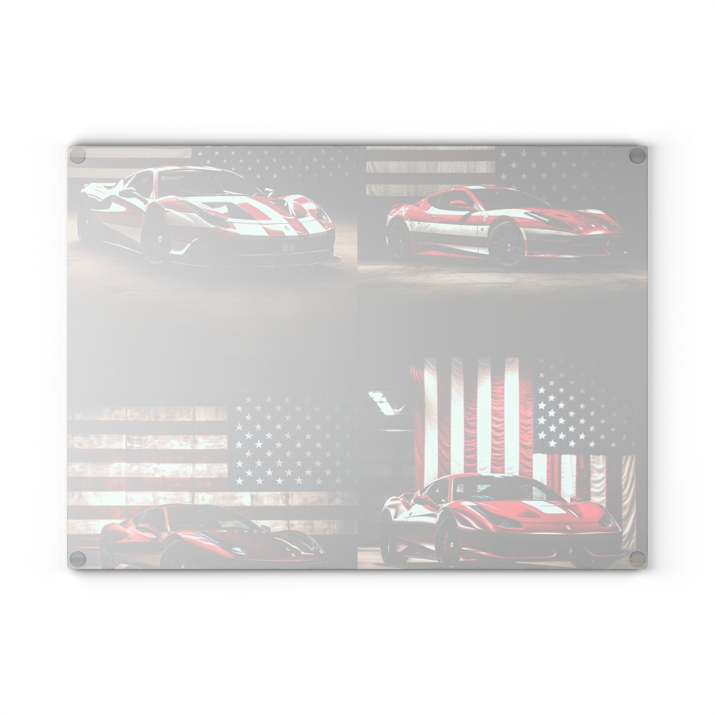 Glass Cutting Board American Flag Background Ferrari 5