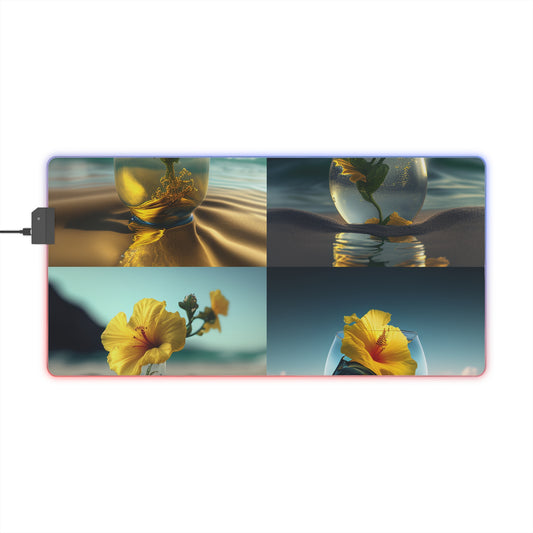 LED Gaming Mouse Pad Yellow Hibiscus glass 5