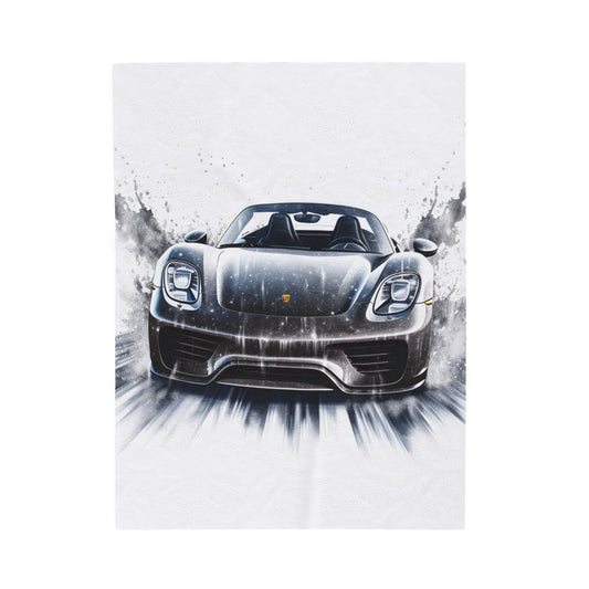 Velveteen Plush Blanket 918 Spyder white background driving fast with water splashing 3