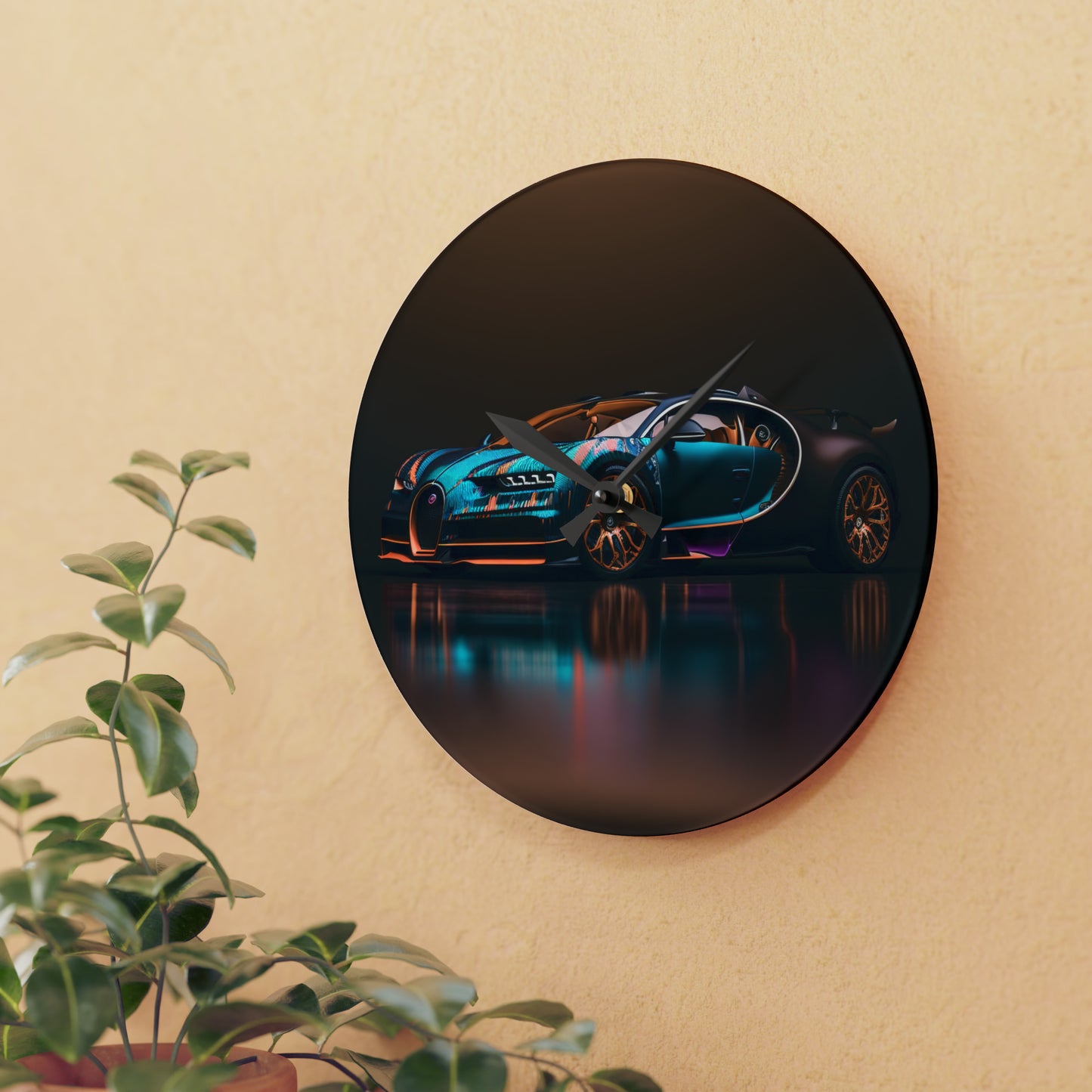 Acrylic Wall Clock Bugatti Blue 2