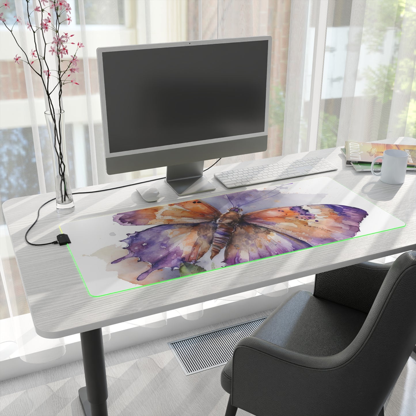 LED Gaming Mouse Pad MerlinRose Watercolor Butterfly 1