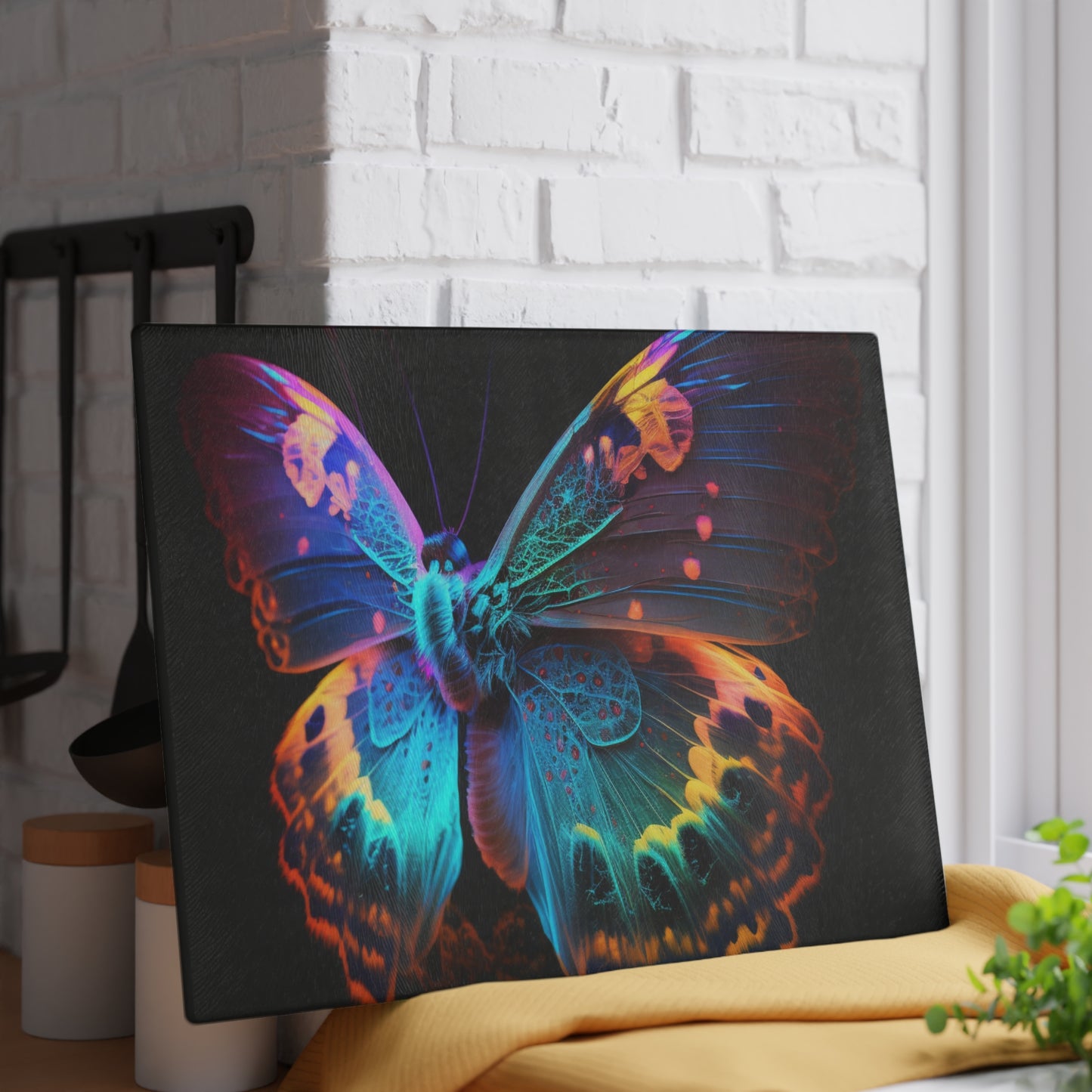 Glass Cutting Board Raw Hyper Color Butterfly 4