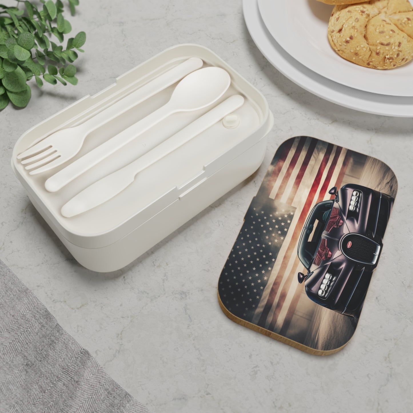 Bento Lunch Box American Flag Background Bugatti 2