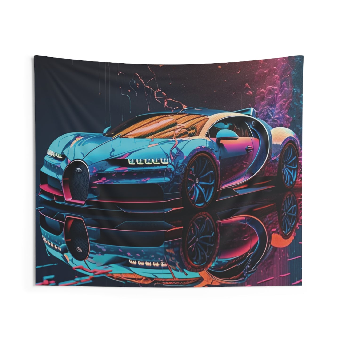 Indoor Wall Tapestries Bugatti Neon Chiron 4