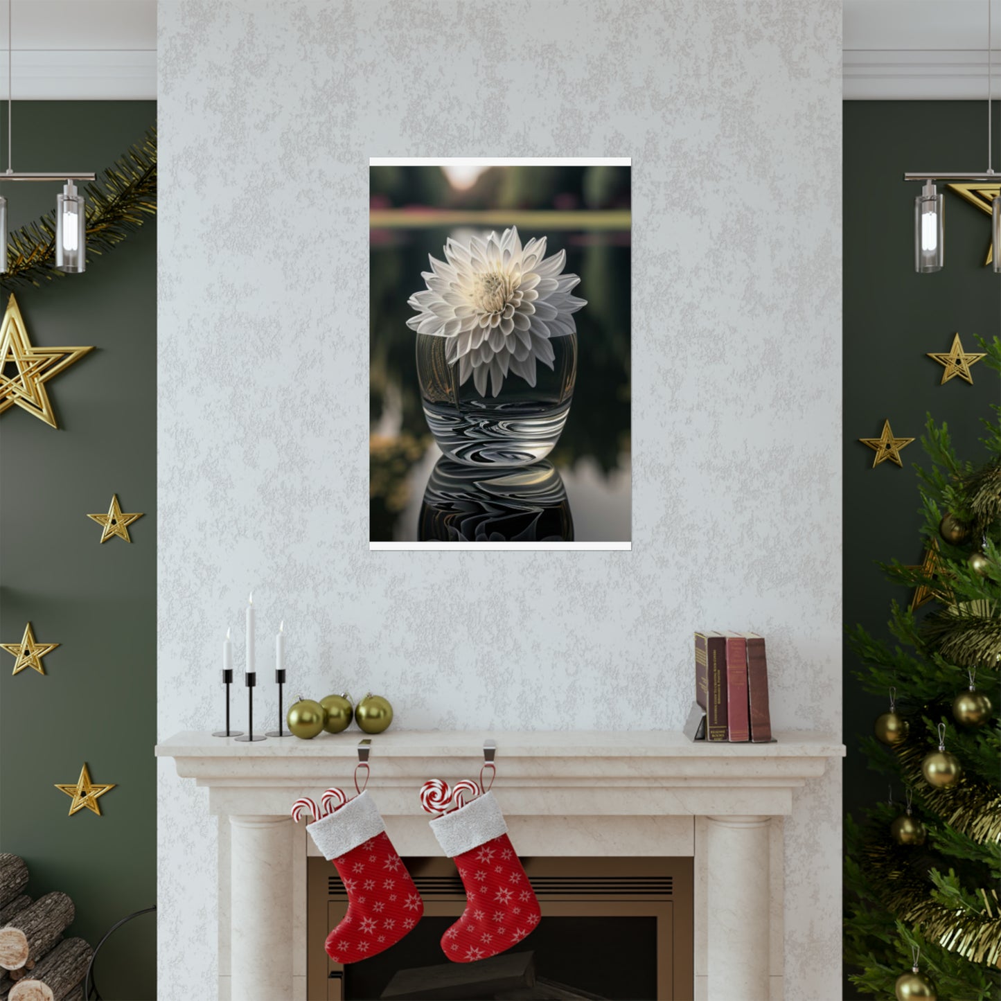 Premium Matte Vertical Posters White Dahlia 2