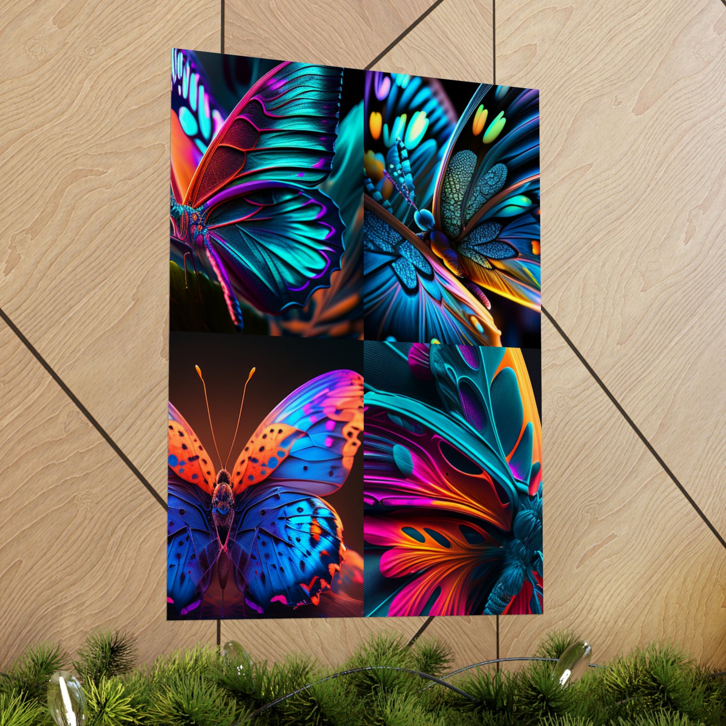 Premium Matte Vertical Posters Neon Butterfly Macro 5