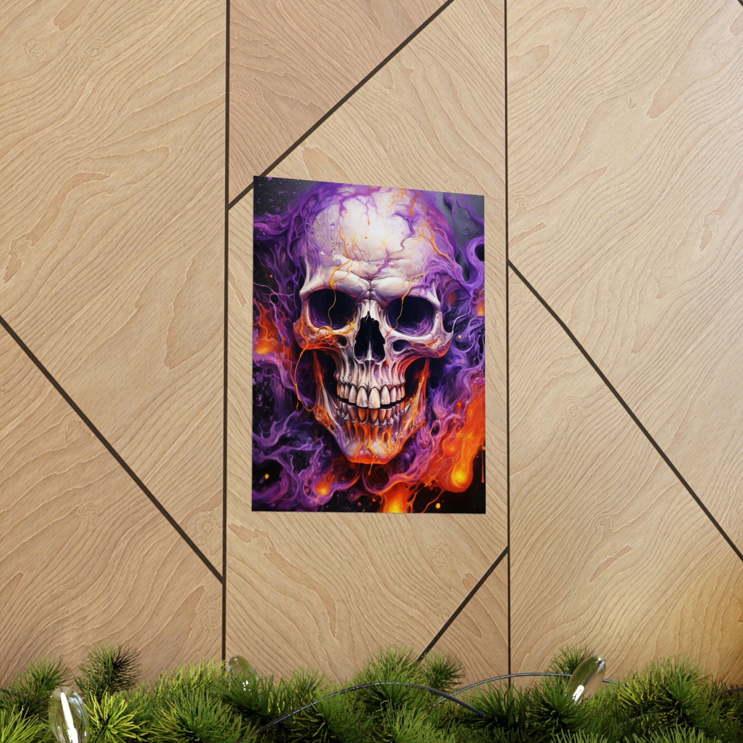 Premium Matte Vertical Posters Skull Flames 2