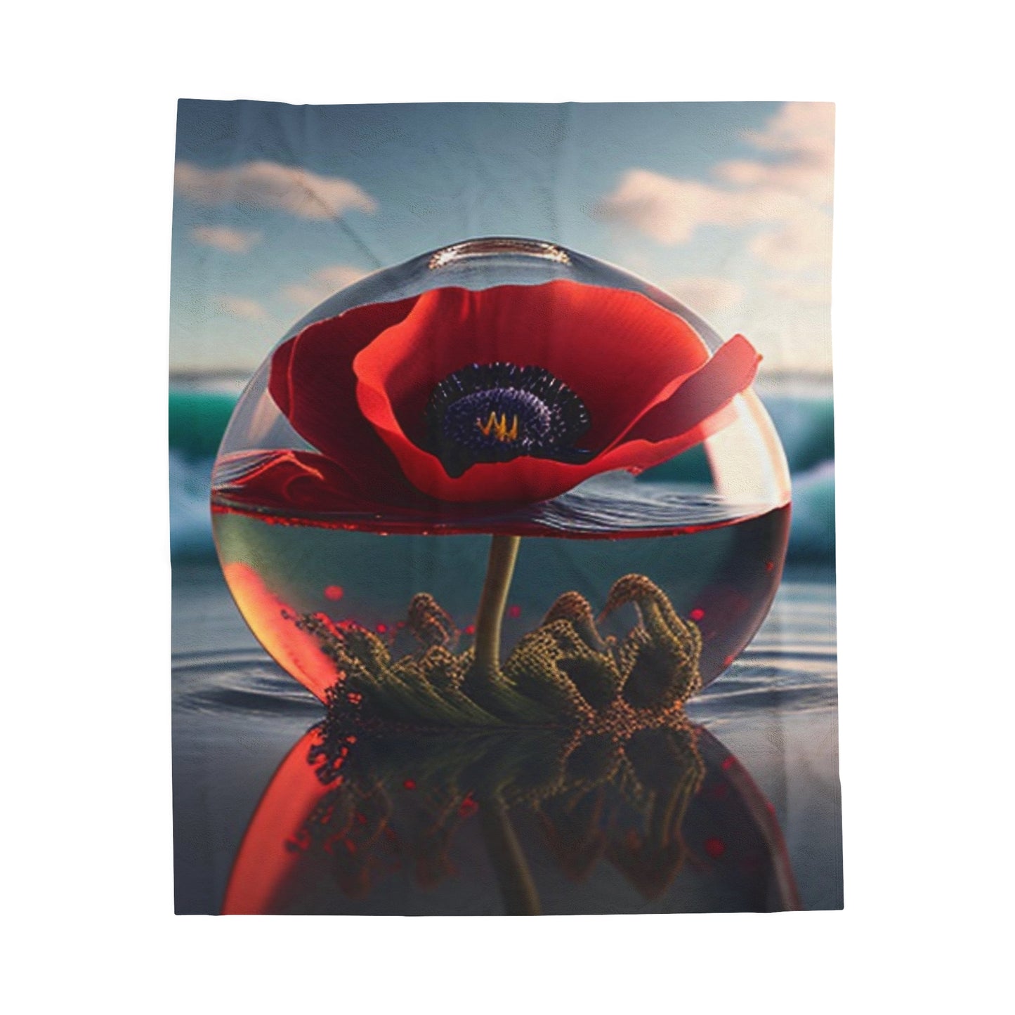 Velveteen Plush Blanket Red Anemone in a Vase 4