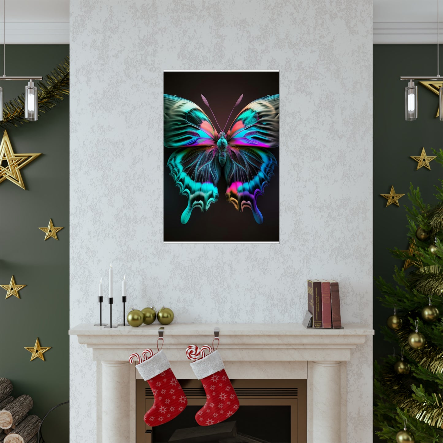 Premium Matte Vertical Posters Neon Butterfly Fusion 3