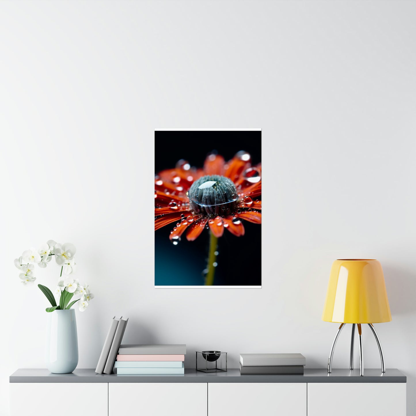 Premium Matte Vertical Posters Water drop Macro Flower 1