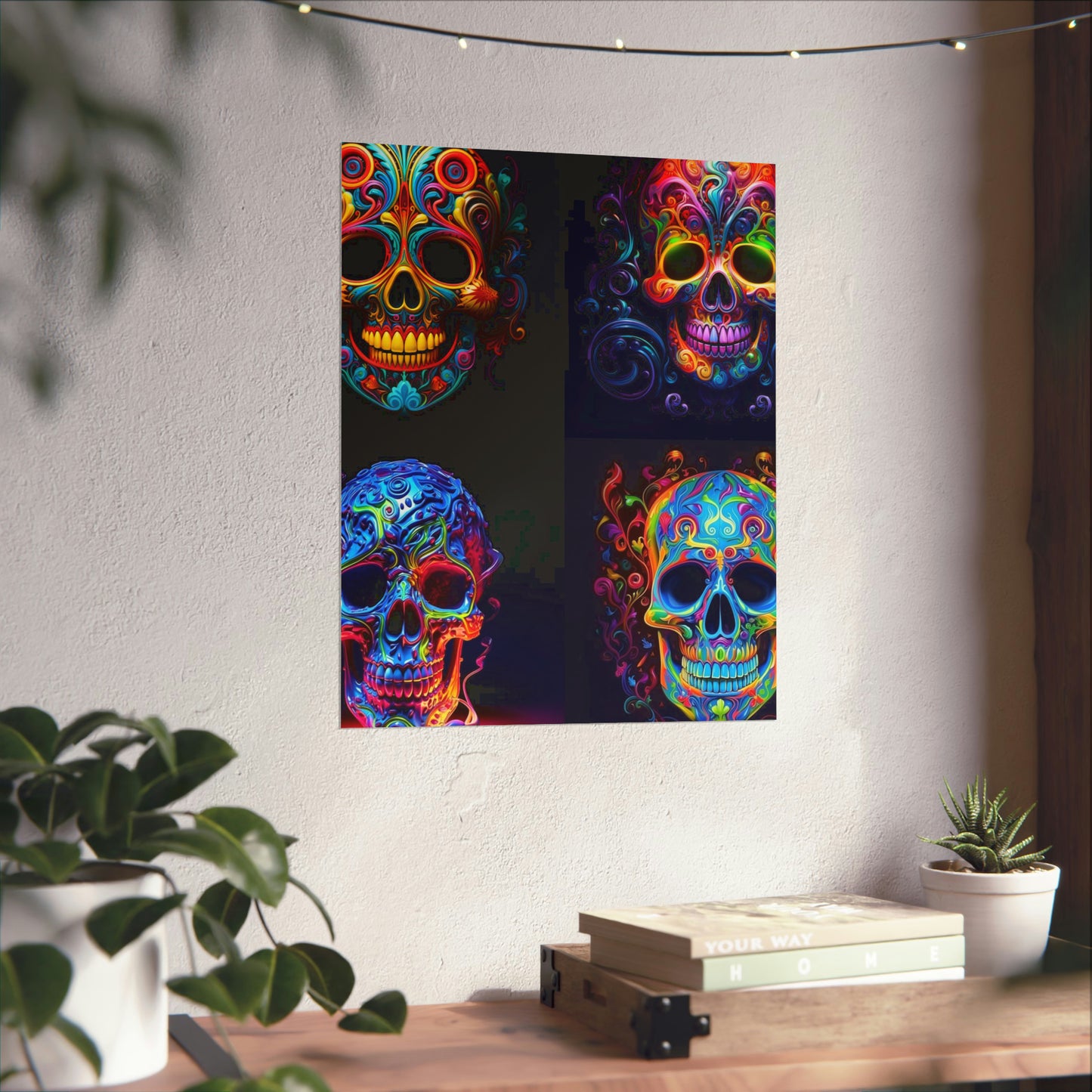 Premium Matte Vertical Posters Macro Skull Color 5