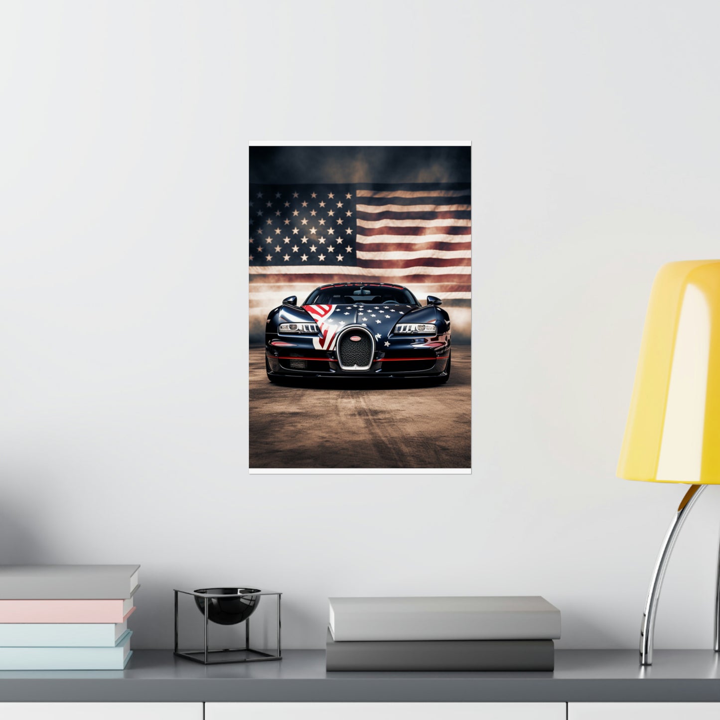 Premium Matte Vertical Posters Bugatti American Flag 2