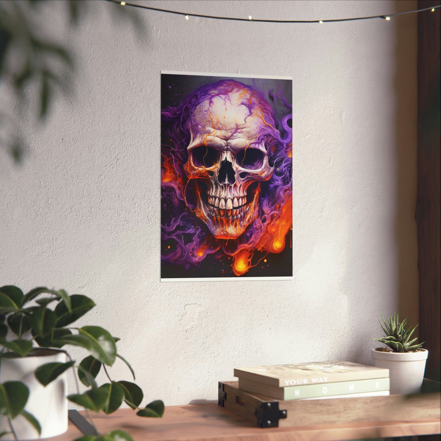 Premium Matte Vertical Posters Skull Flames 2