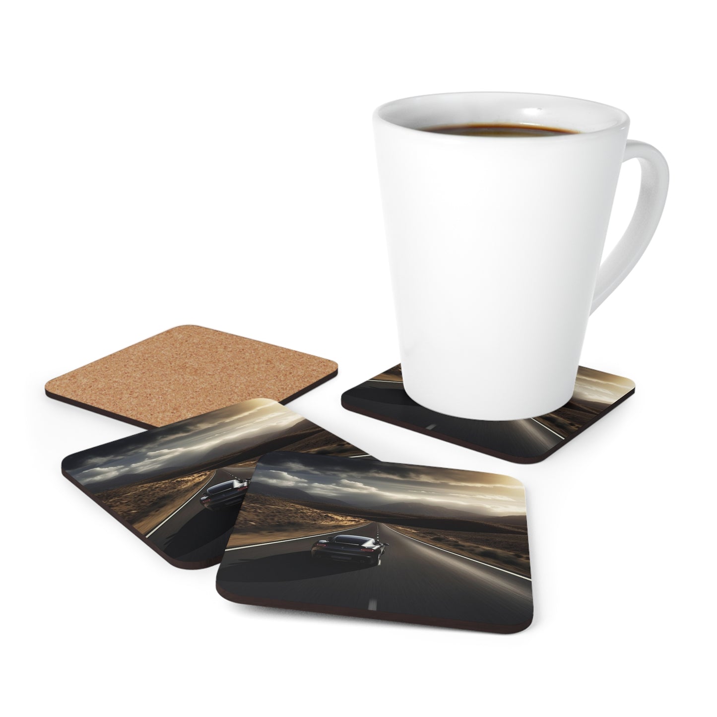 Corkwood Coaster Set Ferrari Road 3