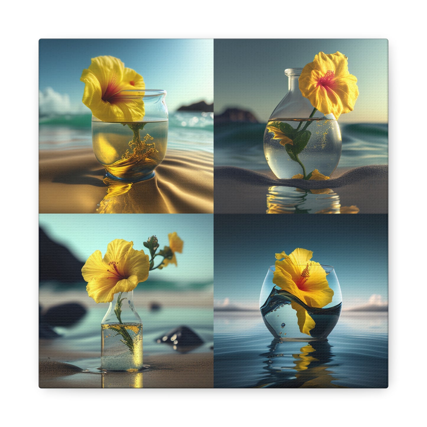 Canvas Gallery Wraps Yellow Hibiscus glass 5