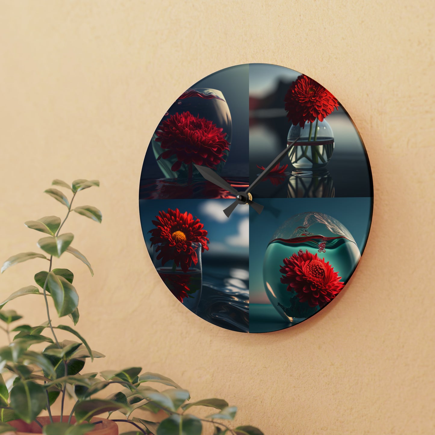 Acrylic Wall Clock Chrysanthemum 5