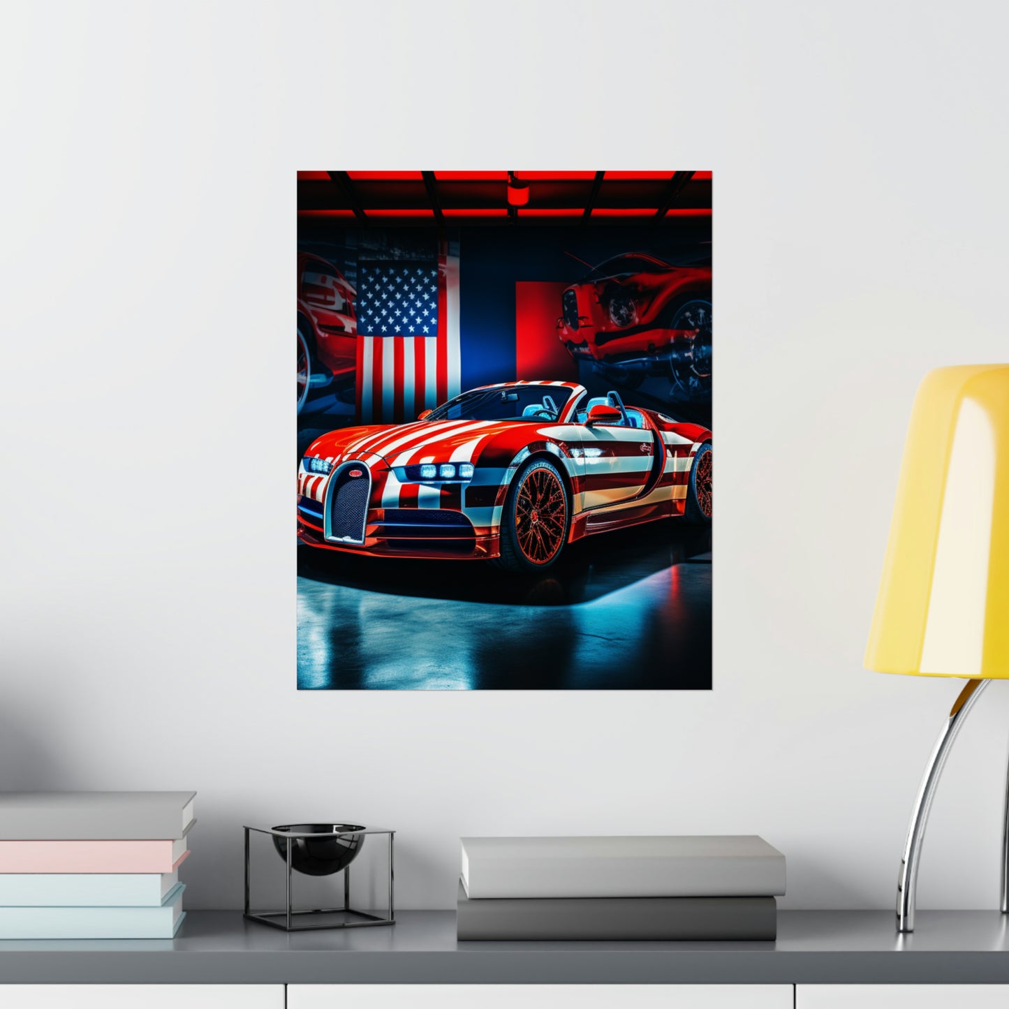 Premium Matte Vertical Posters Macro Bugatti American Flag 2