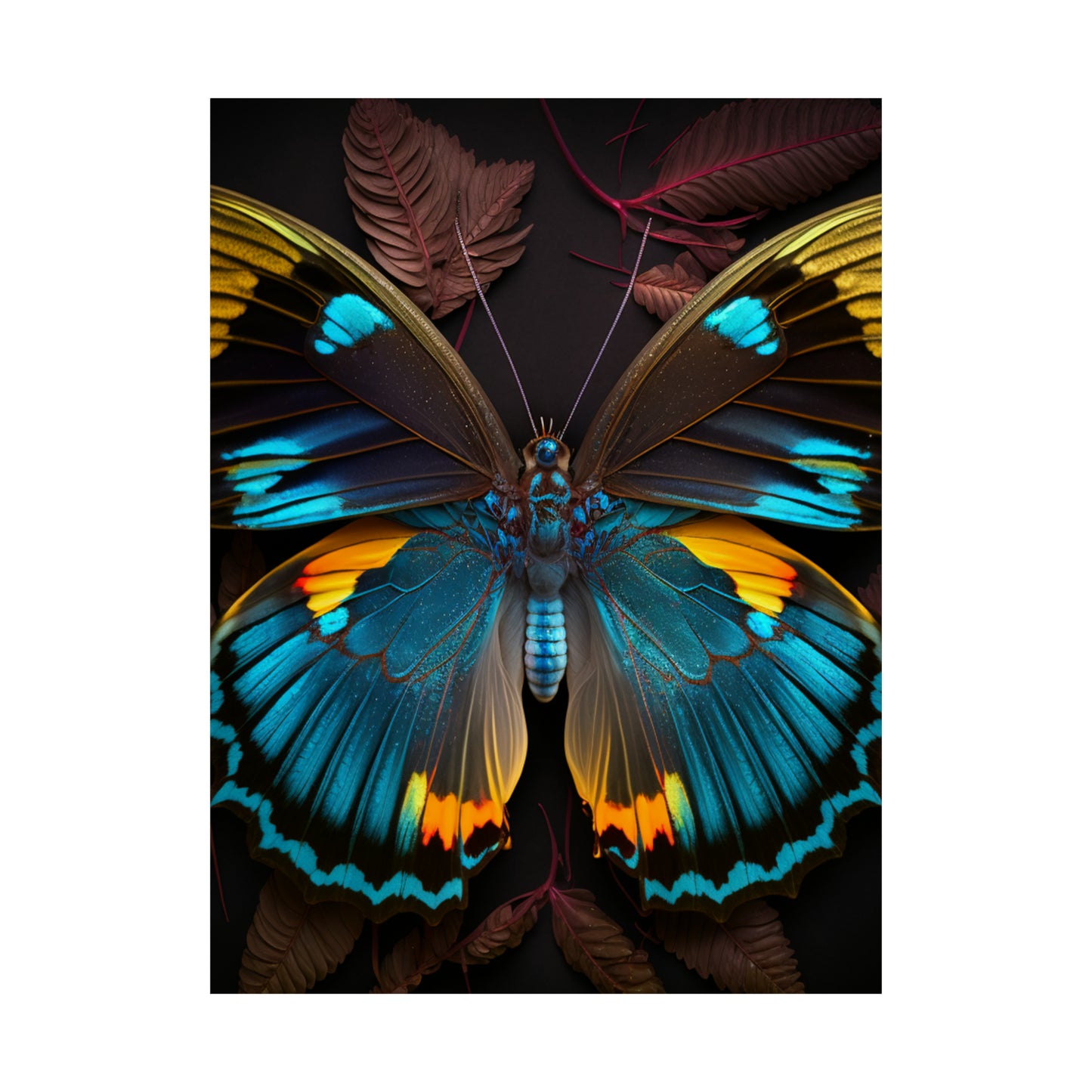 Premium Matte Vertical Posters Neon Butterfly Flair 1