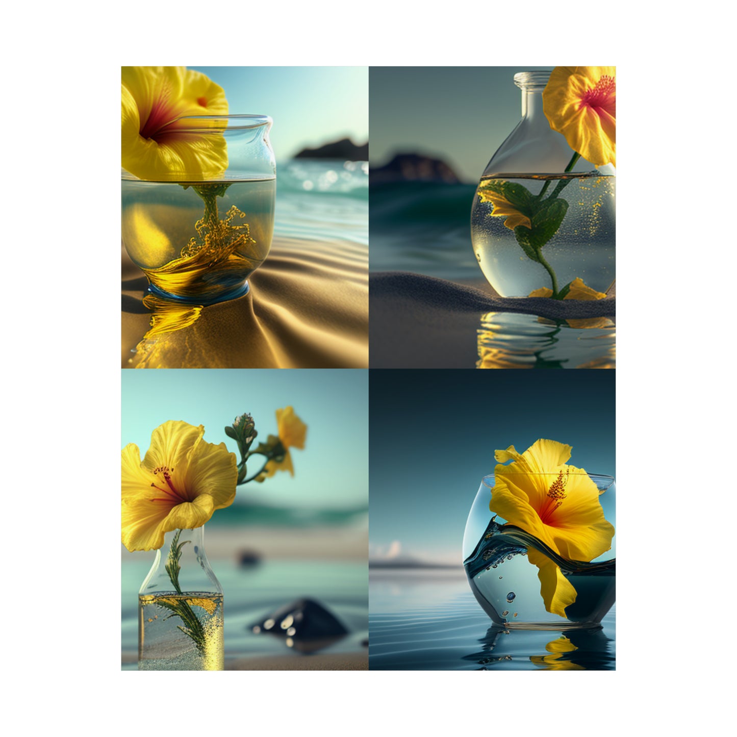 Premium Matte Vertical Posters Yellow Hibiscus glass 5