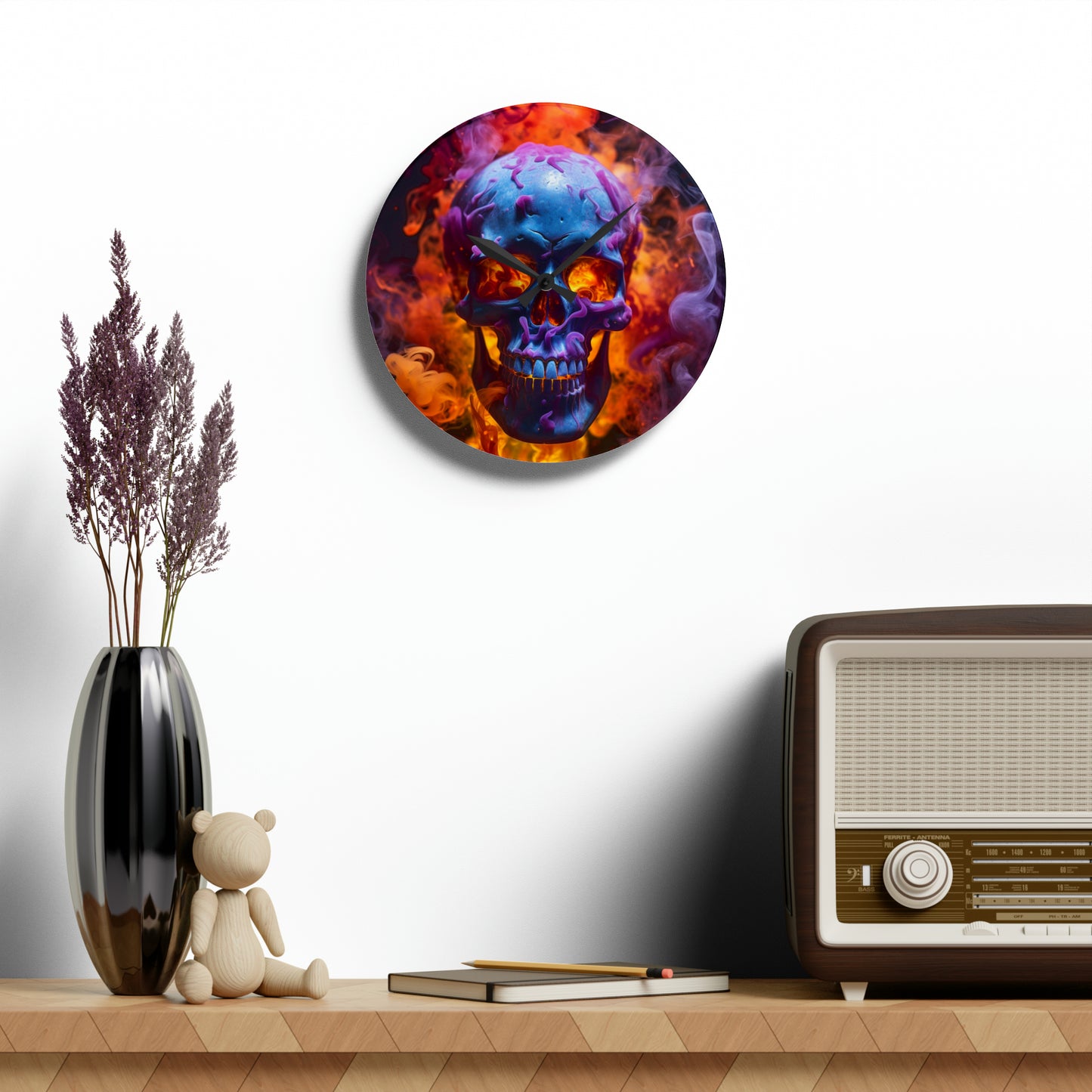 Acrylic Wall Clock Macro Skull 3