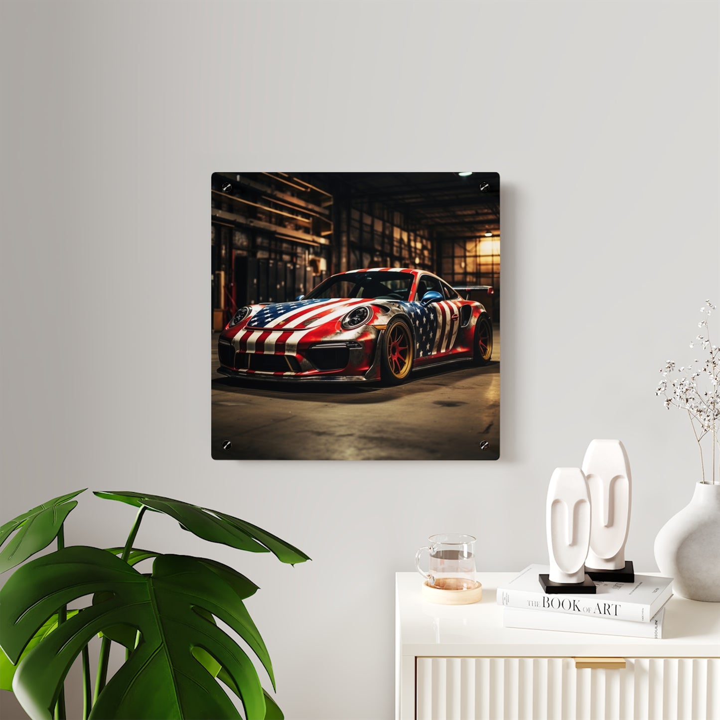 Acrylic Wall Art Panels American Flag Porsche 4