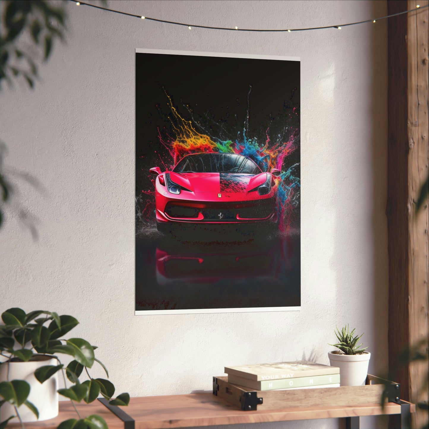 Premium Matte Vertical Posters Ferrari Water Splash 2