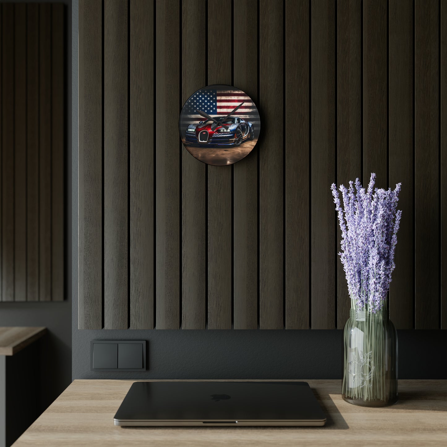 Acrylic Wall Clock Bugatti American Flag 1