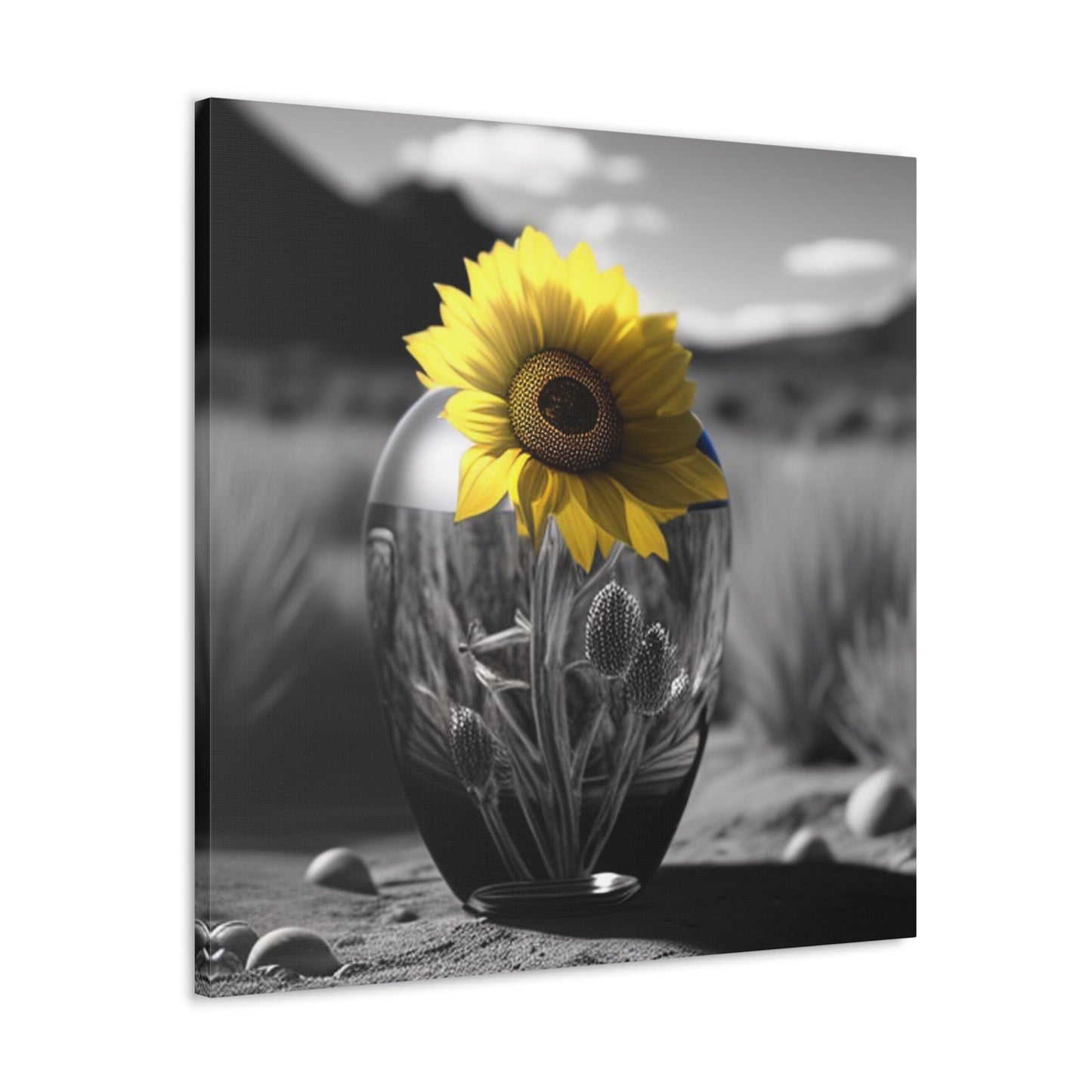 Canvas Gallery Wraps Yellw Sunflower in a vase 3