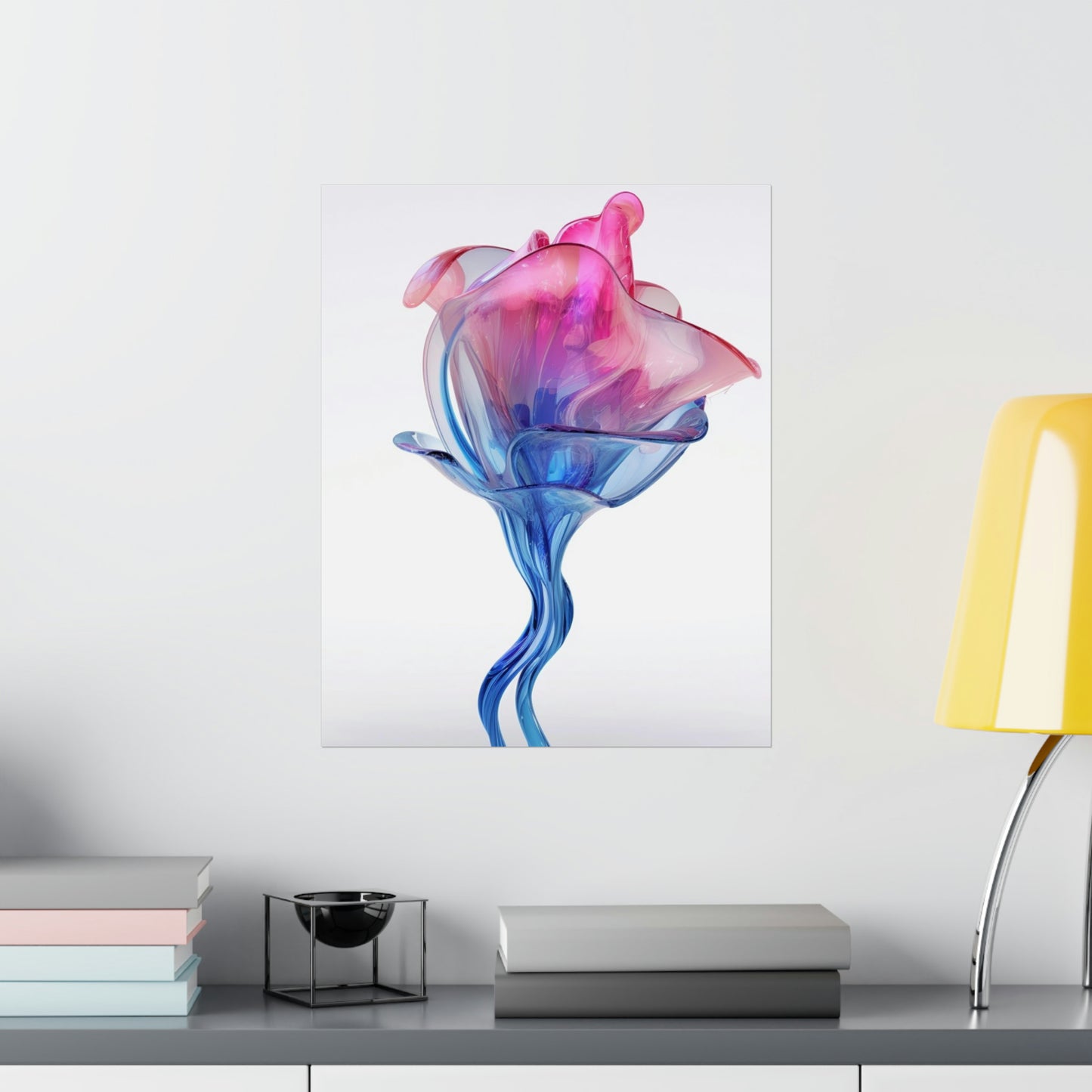 Premium Matte Vertical Posters Pink & Blue Tulip Rose 4